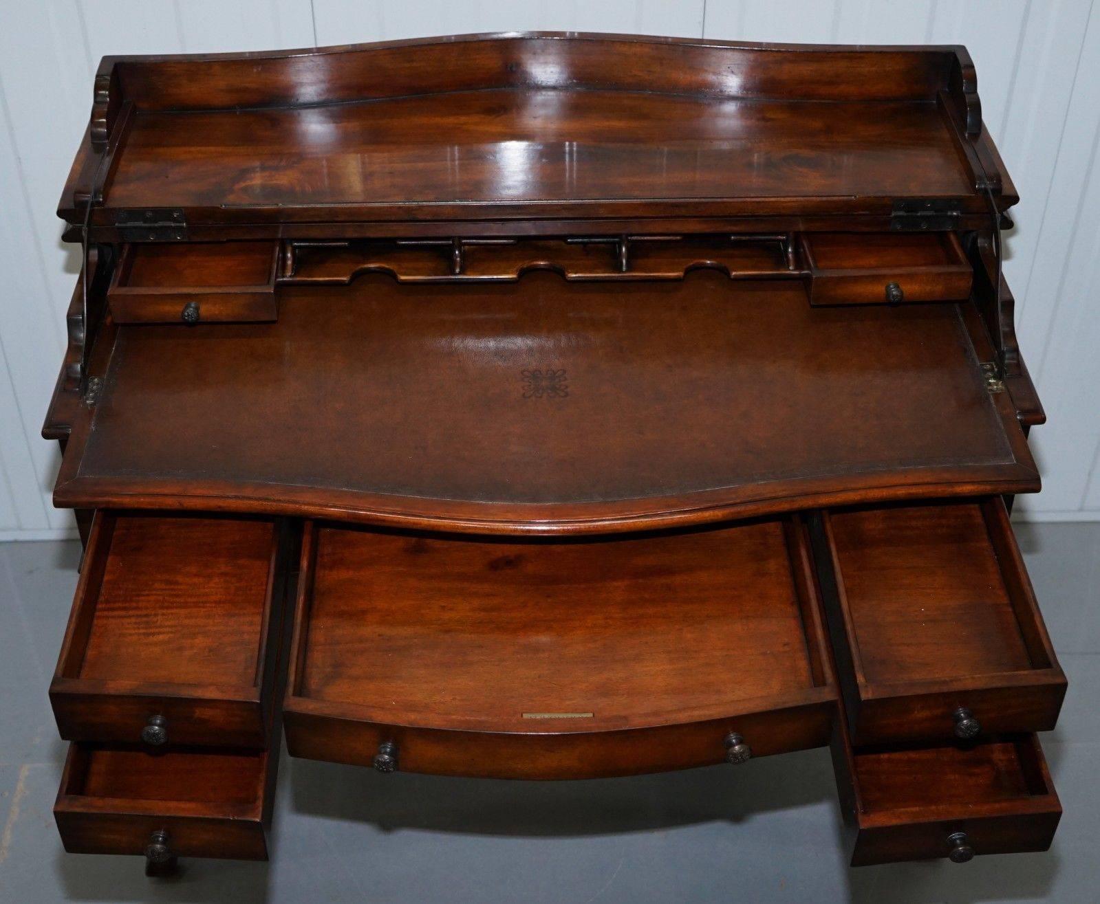 Unknown Lovely Theodore Alexander Campaign Fold Out Desk Writing Table and Chair