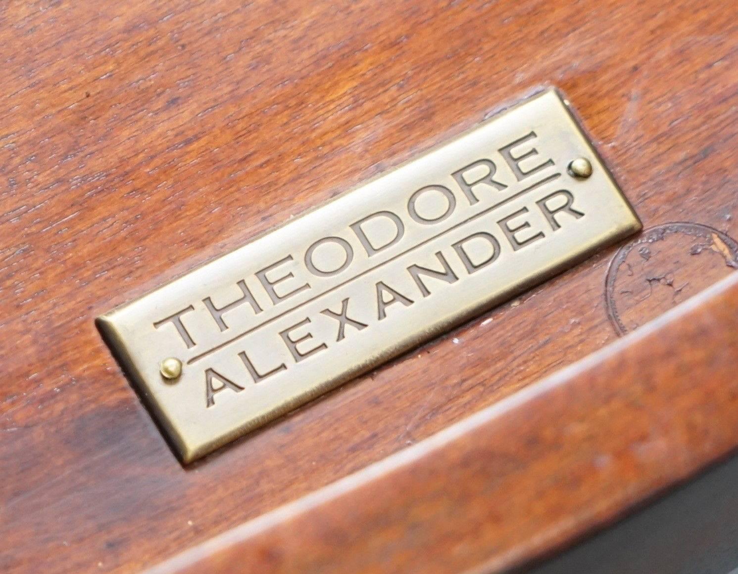 Hand-Crafted Lovely Theodore Alexander Campaign Fold Out Desk Writing Table and Chair
