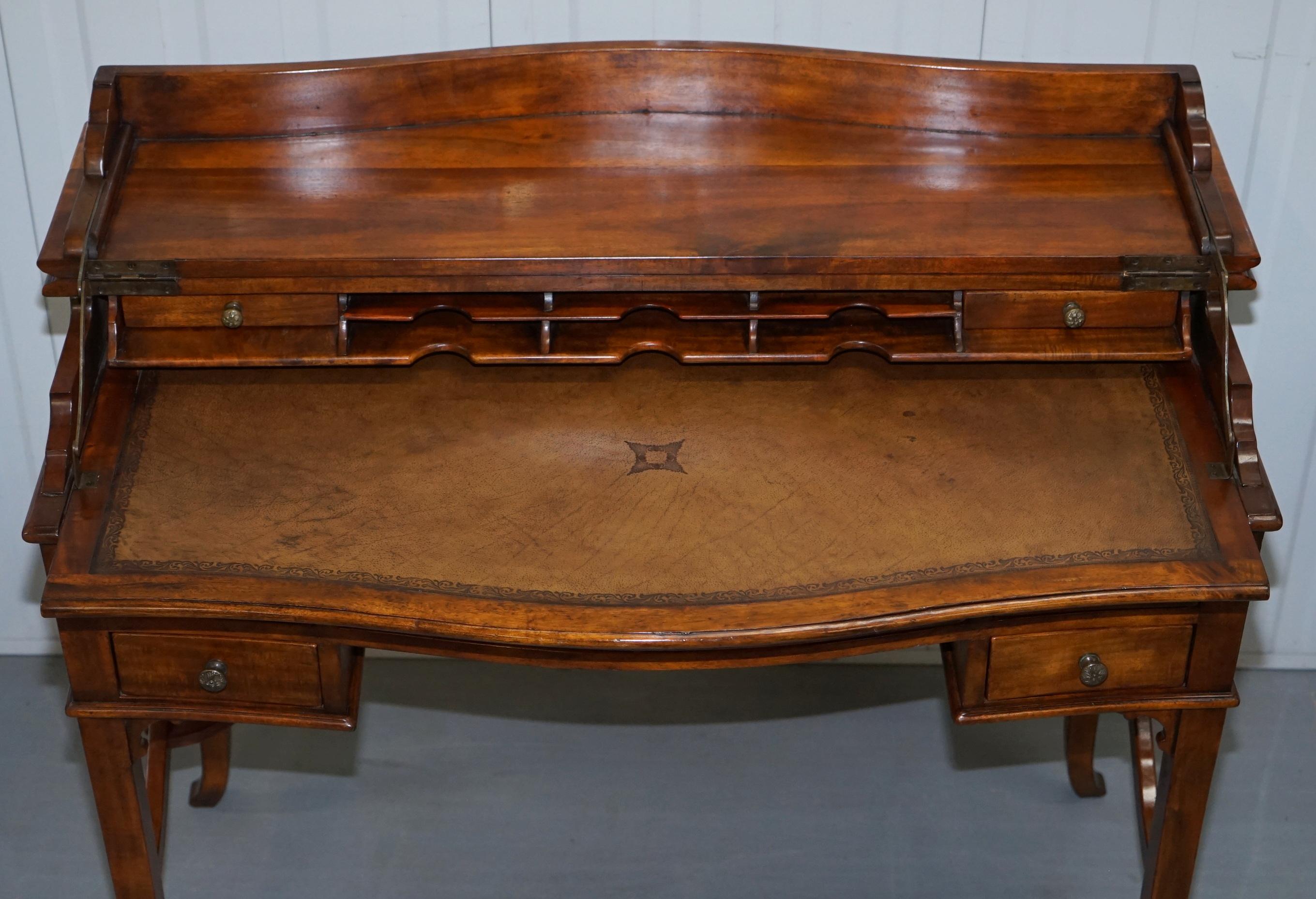 Lovely Theodore Alexander Campaign Fold Out Desk Writing Table Leather 7