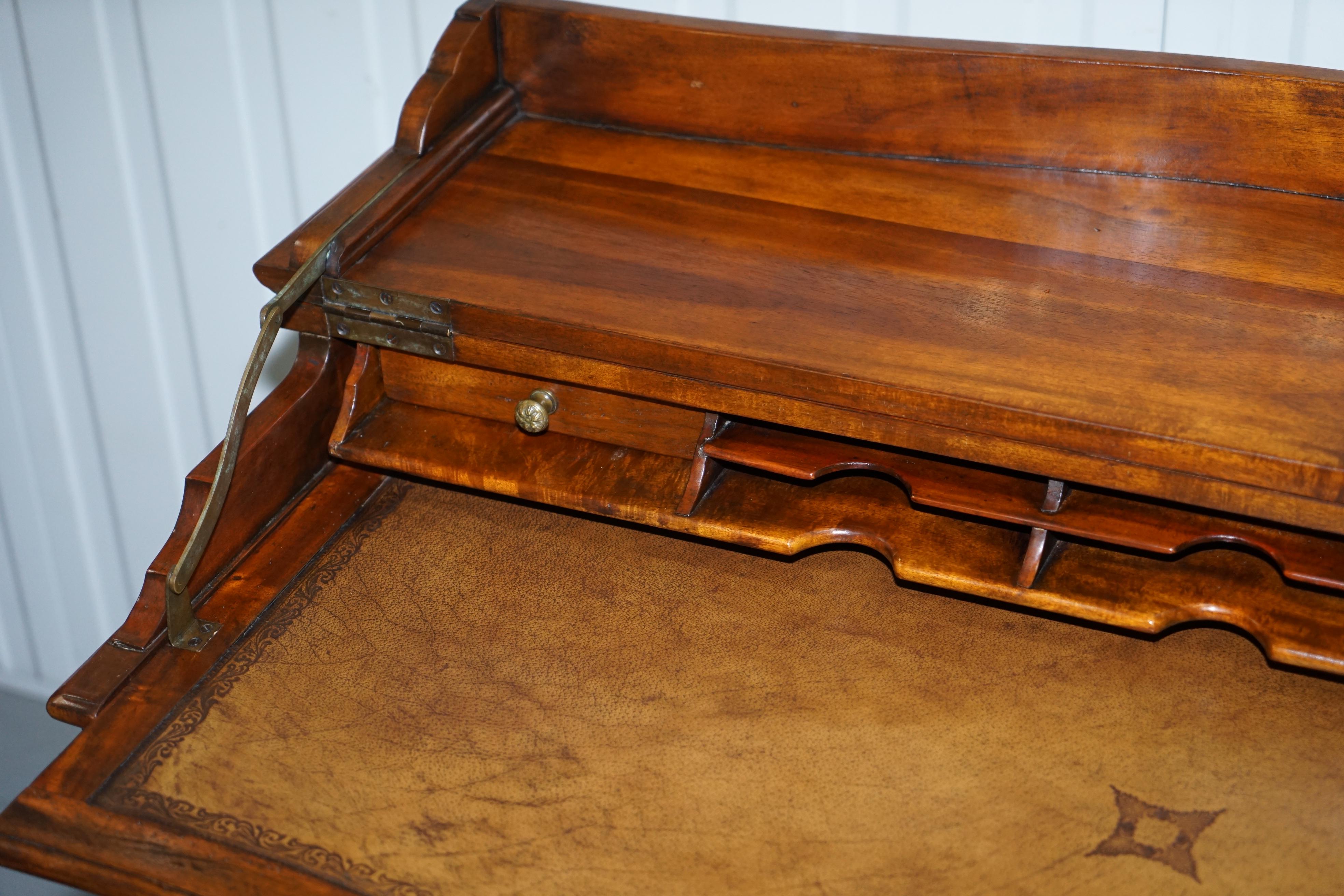 Lovely Theodore Alexander Campaign Fold Out Desk Writing Table Leather 8