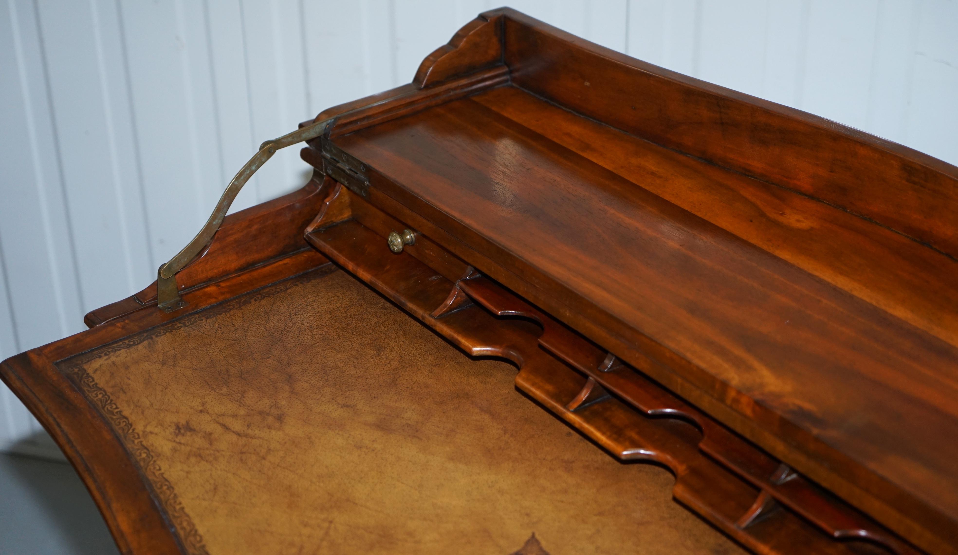 Lovely Theodore Alexander Campaign Fold Out Desk Writing Table Leather 10