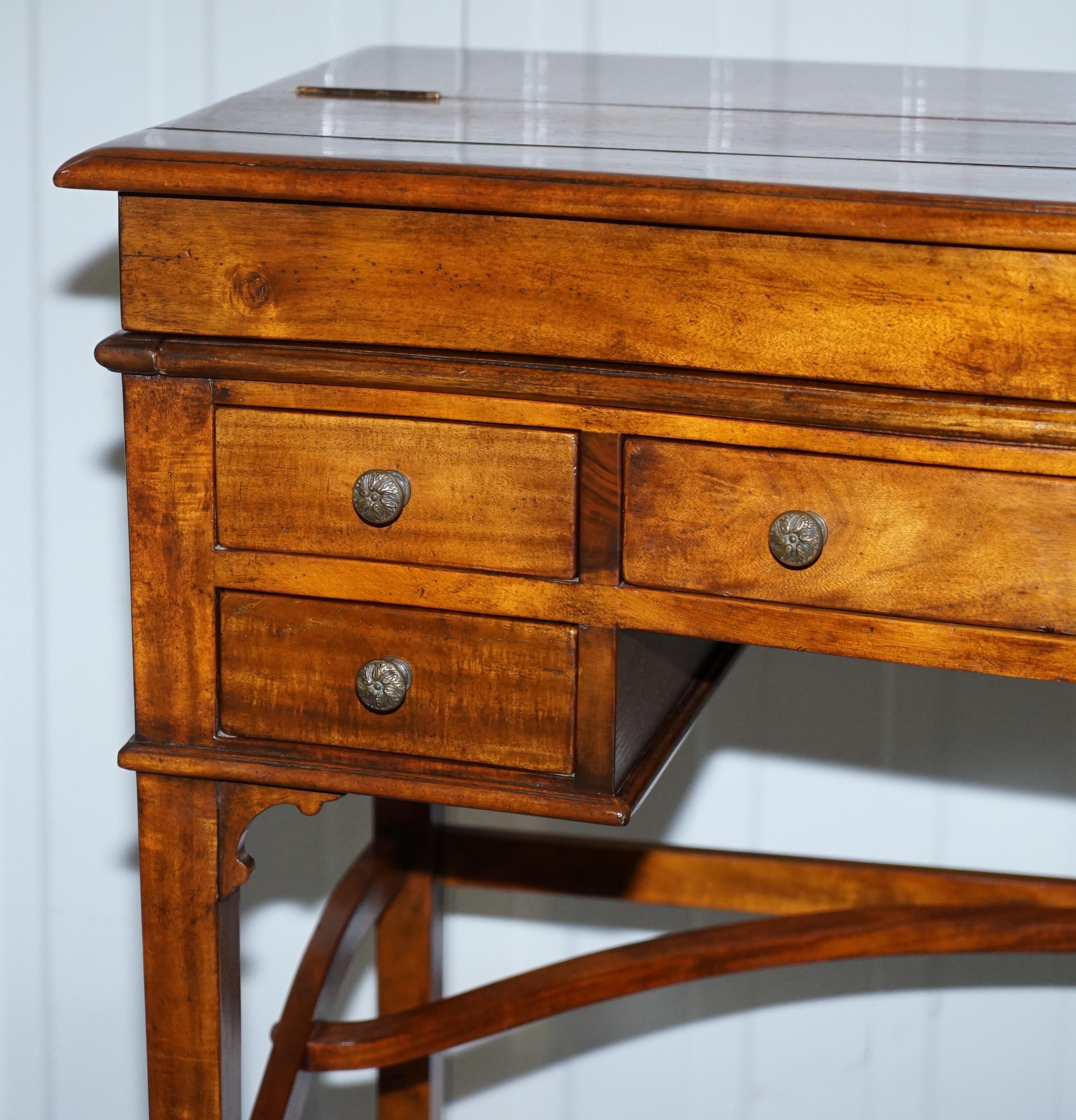 20th Century Lovely Theodore Alexander Campaign Fold Out Desk Writing Table Leather