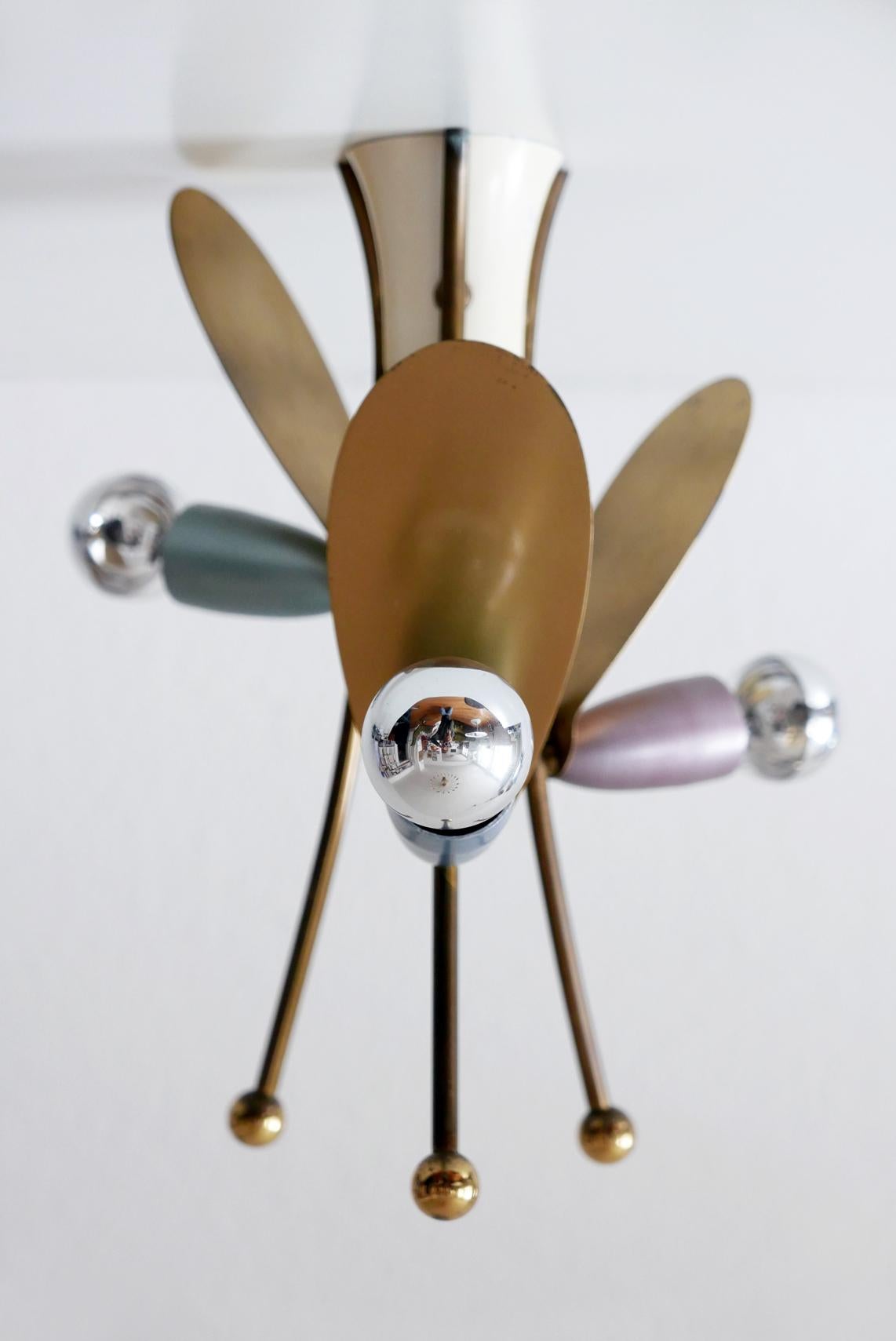 Lovely Three-Armed Sputnik Flush Mount or Ceiling Light Fly, 1950s, Germany For Sale 2