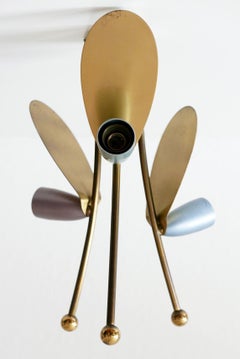 Lovely Three-Armed Sputnik Flush Mount or Ceiling Light Fly, 1950s, Germany