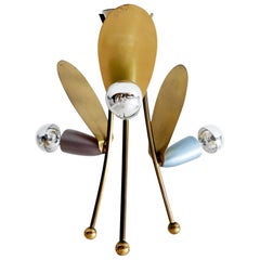 Lovely Three-Armed Sputnik Flush Mount or Ceiling Light Fly, 1950s, Allemagne