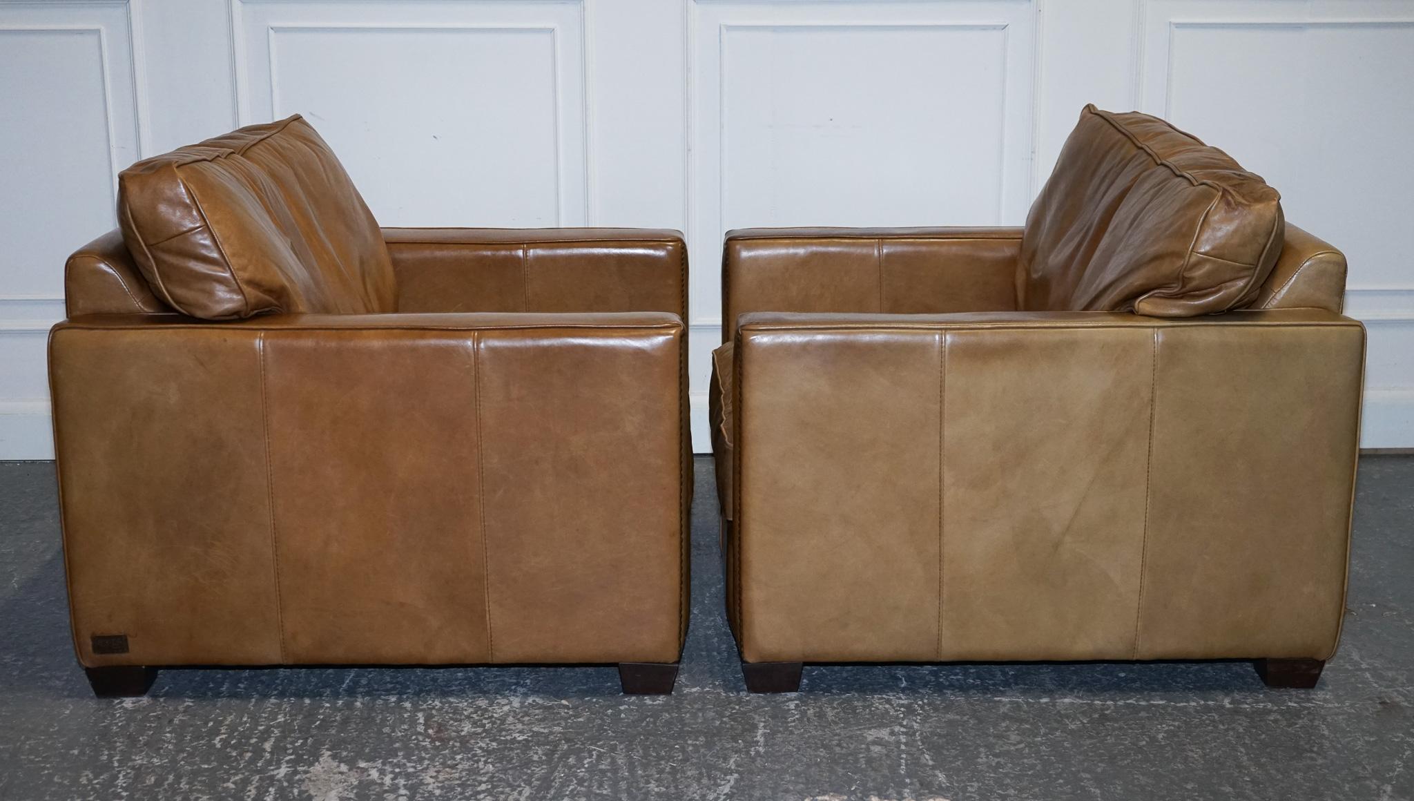 Britannico LOVELY TIMOTHY OULTON VISCOUNT PAiR DI ARMACI IN PELLE TAN RRP £ 5200 in vendita