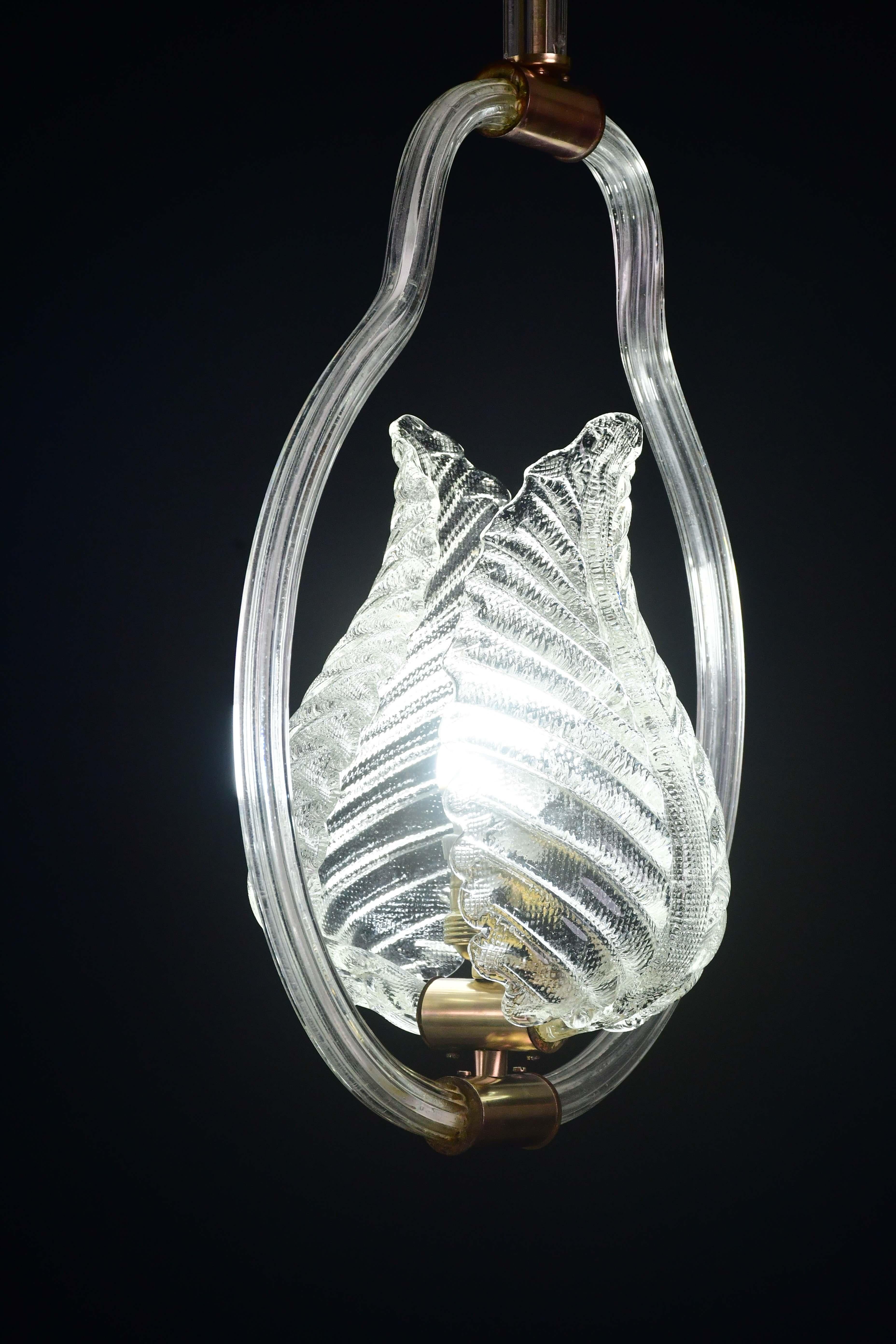 Wunderschöne transparente Art Decò Barovier e Toso Pendelleuchte Murano Glas, 1930er Jahre im Angebot 5