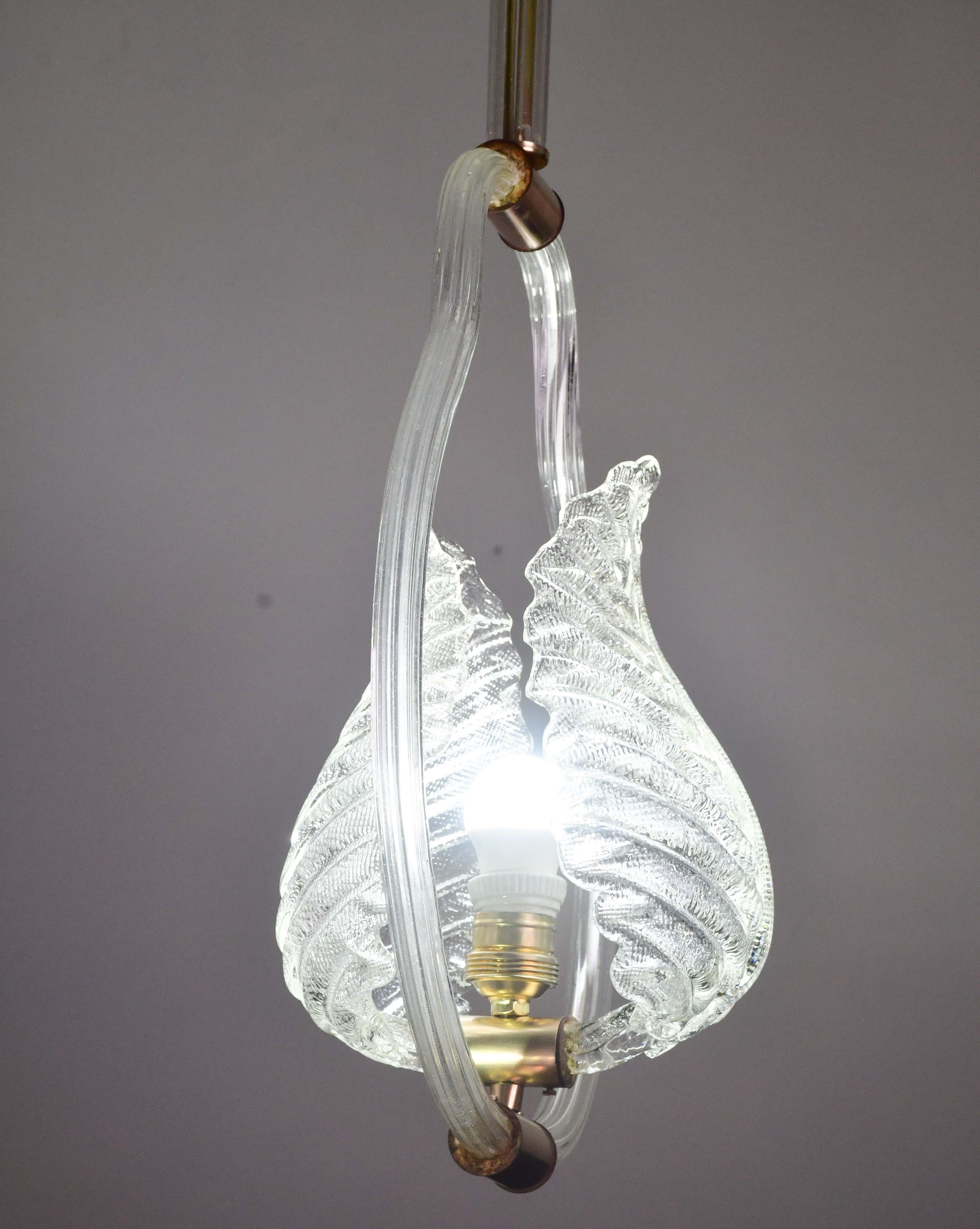 Wunderschöne transparente Art Decò Barovier e Toso Pendelleuchte Murano Glas, 1930er Jahre im Zustand „Gut“ im Angebot in Roma, IT
