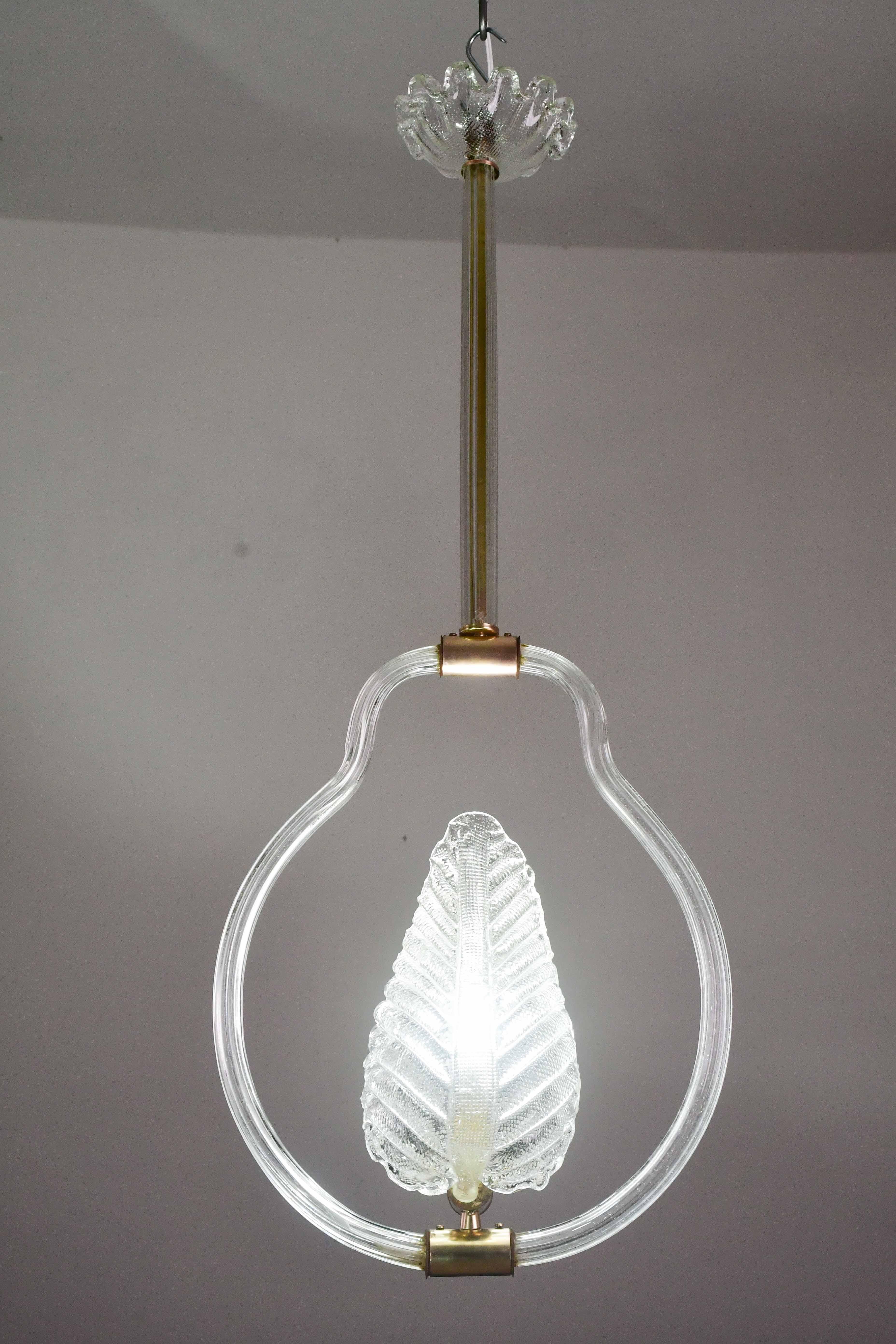 Wunderschöne transparente Art Decò Barovier e Toso Pendelleuchte Murano Glas, 1930er Jahre im Angebot 1