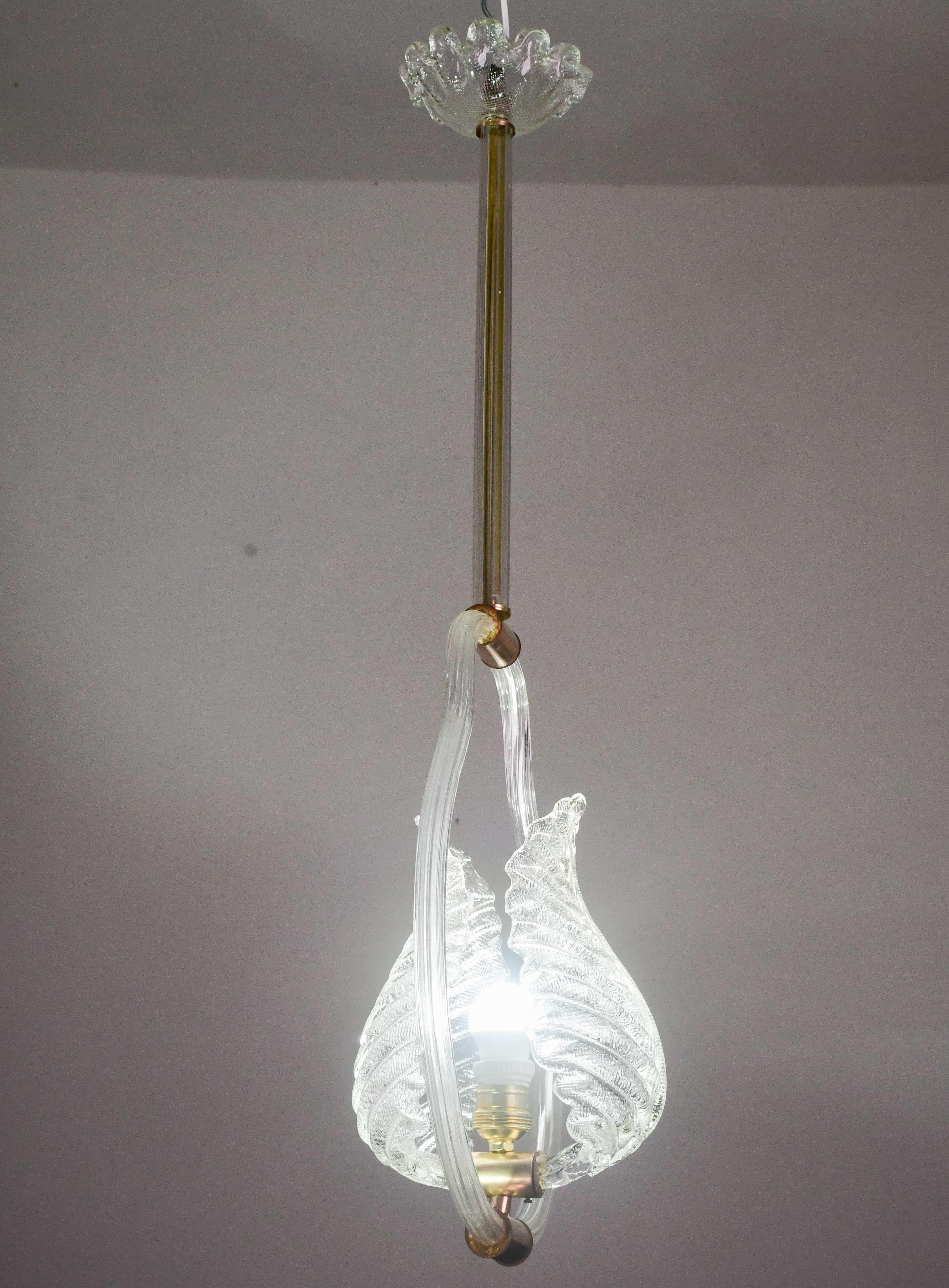 Wunderschöne transparente Art Decò Barovier e Toso Pendelleuchte Murano Glas, 1930er Jahre im Angebot 3