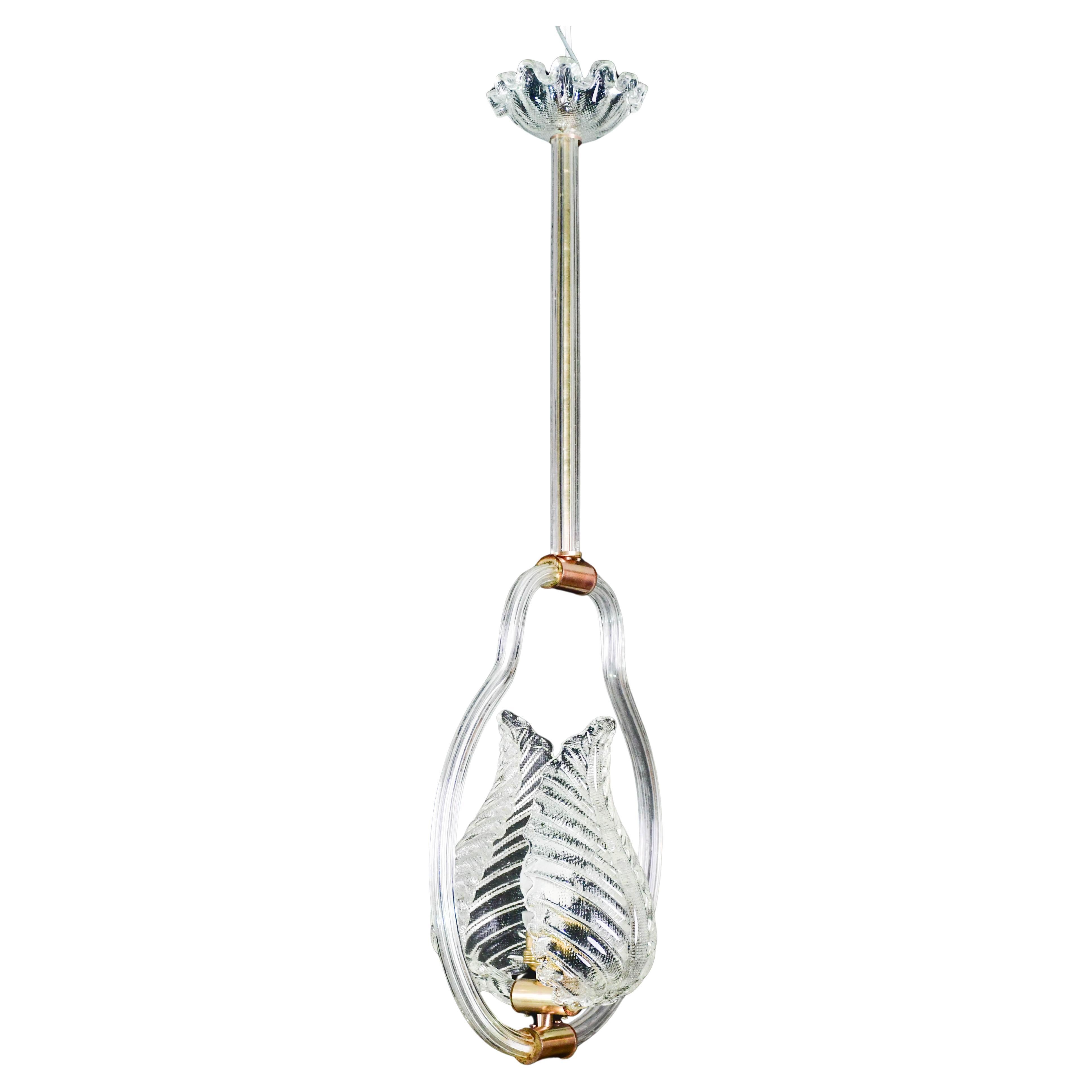 Wunderschöne transparente Art Decò Barovier e Toso Pendelleuchte Murano Glas, 1930er Jahre im Angebot