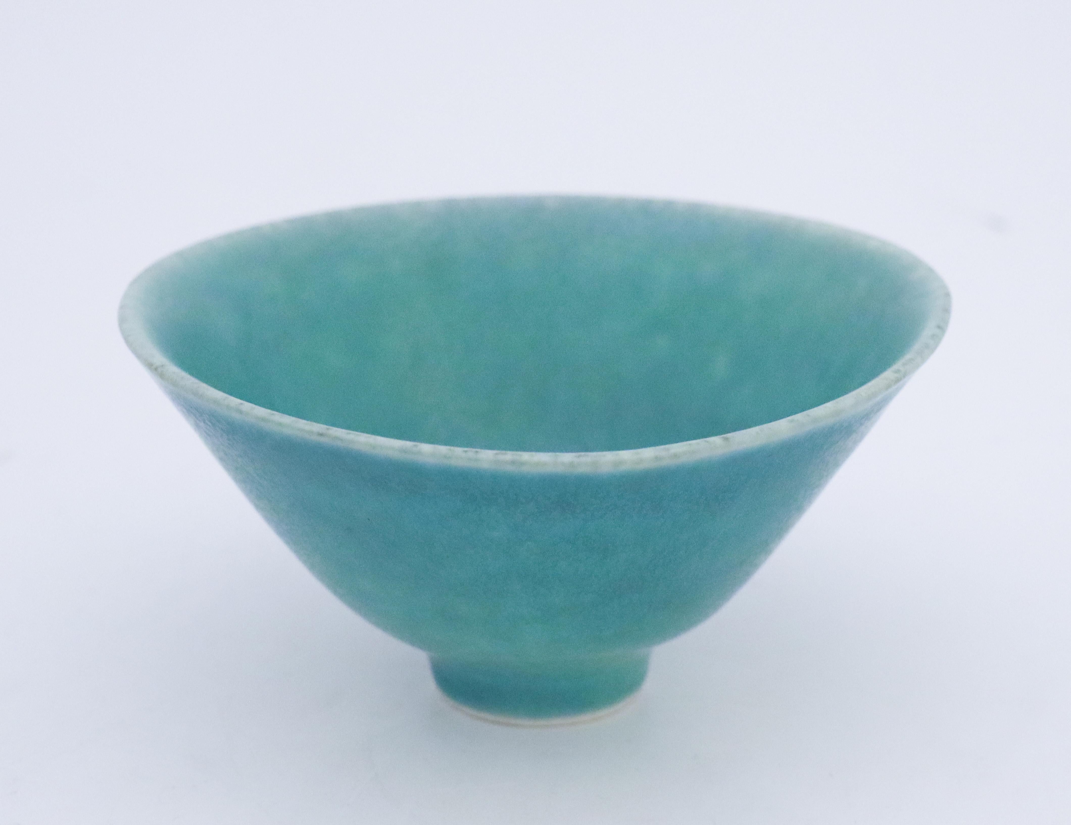 Swedish Turquoise Vintage Mid Century Ceramic Bowl Carl-Harry Stålhane, Rörstrand