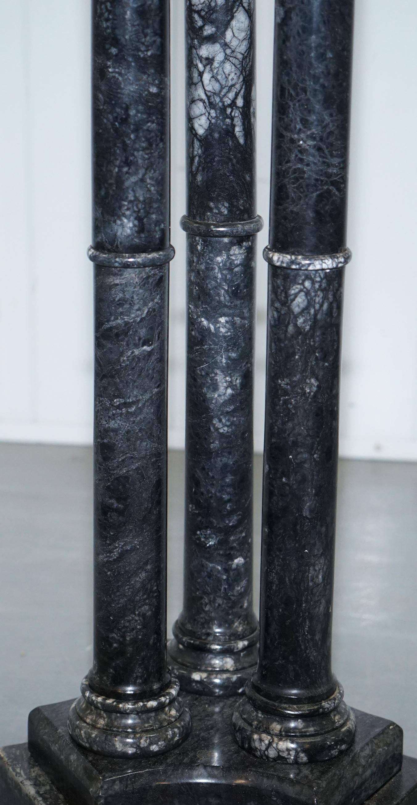 Lovely Unique Solid Marble Pedestal Column with Three Central Corinthian Pillars 1