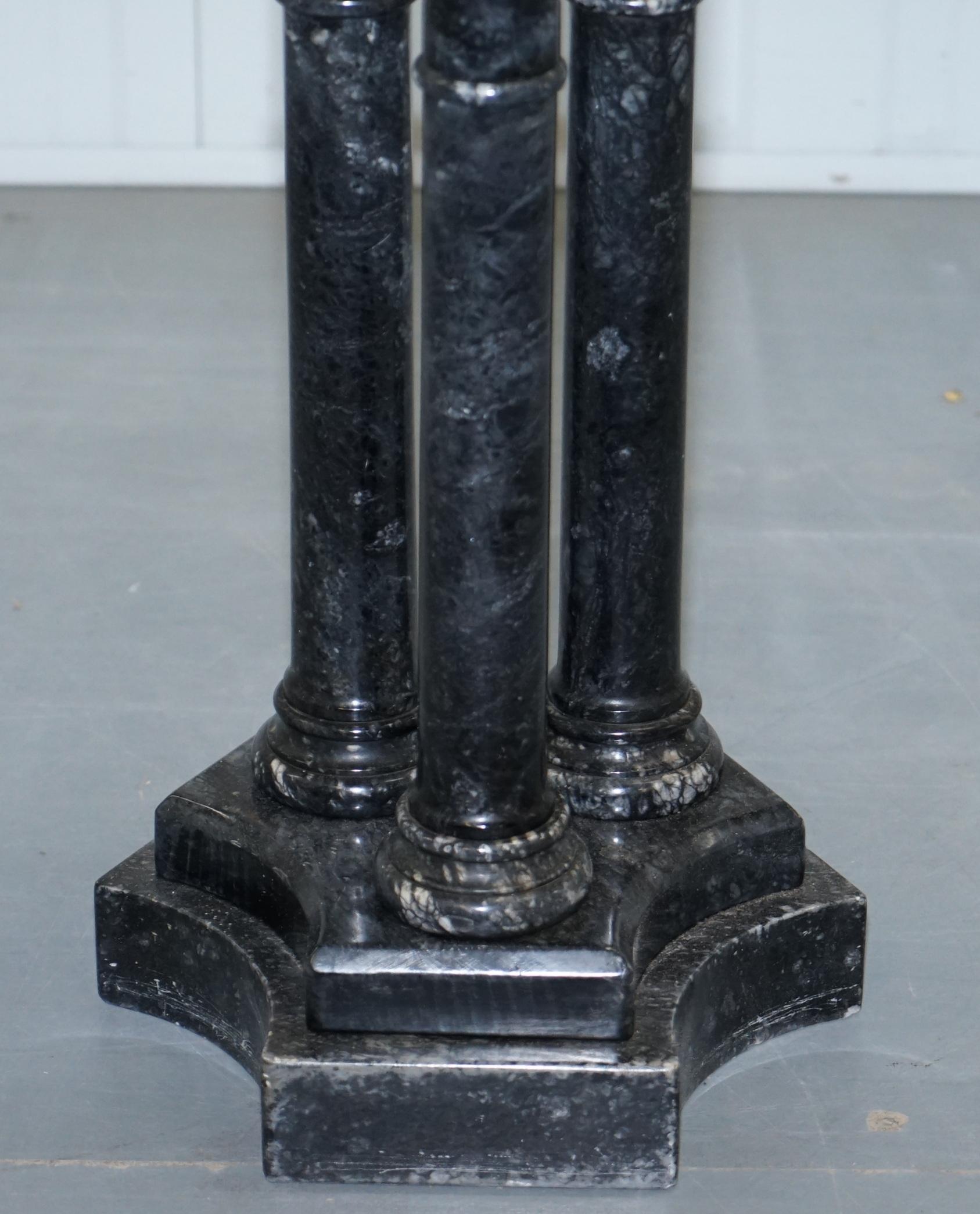 Lovely Unique Solid Marble Pedestal Column with Three Central Corinthian Pillars 3