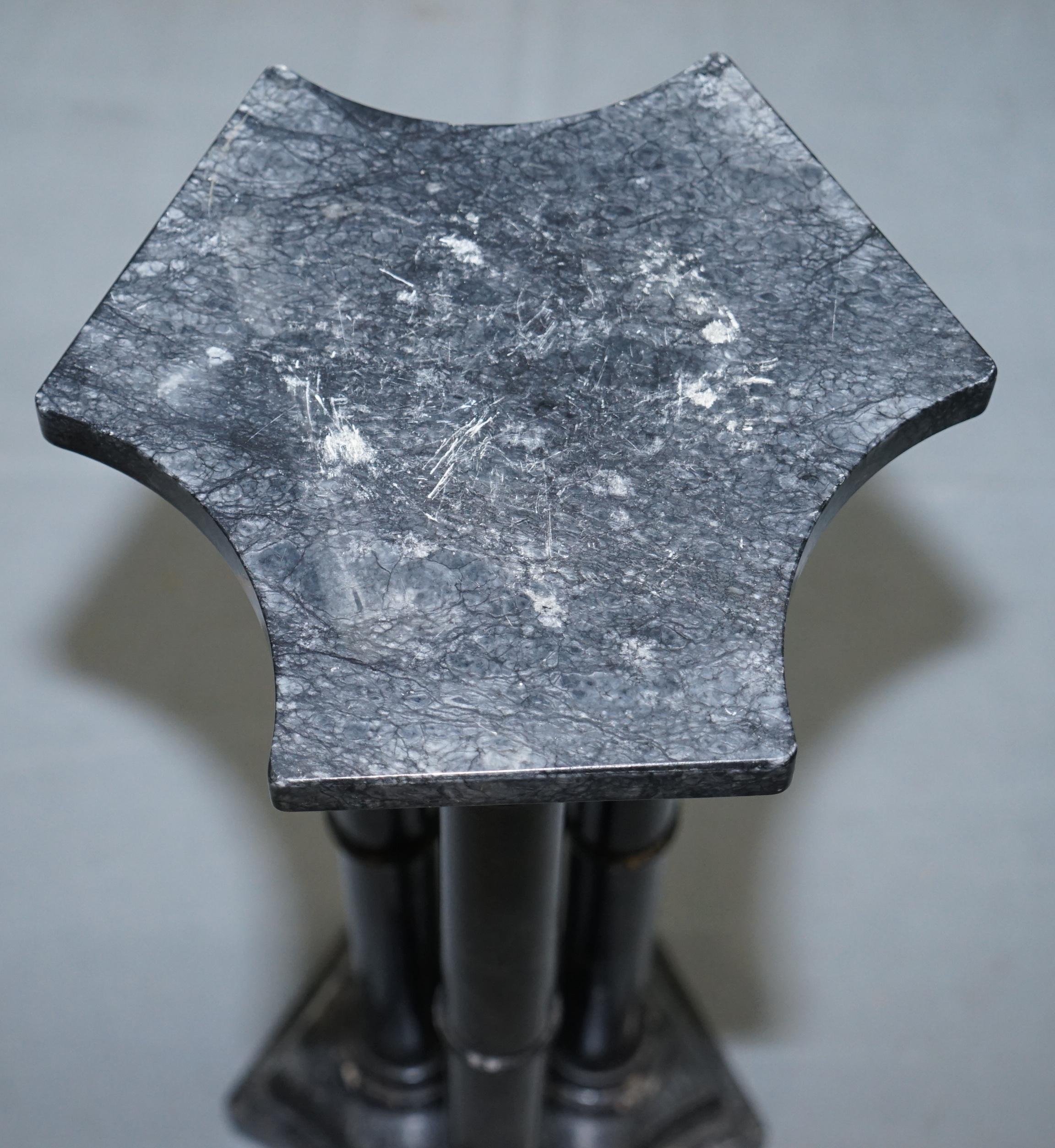 Lovely Unique Solid Marble Pedestal Column with Three Central Corinthian Pillars 5
