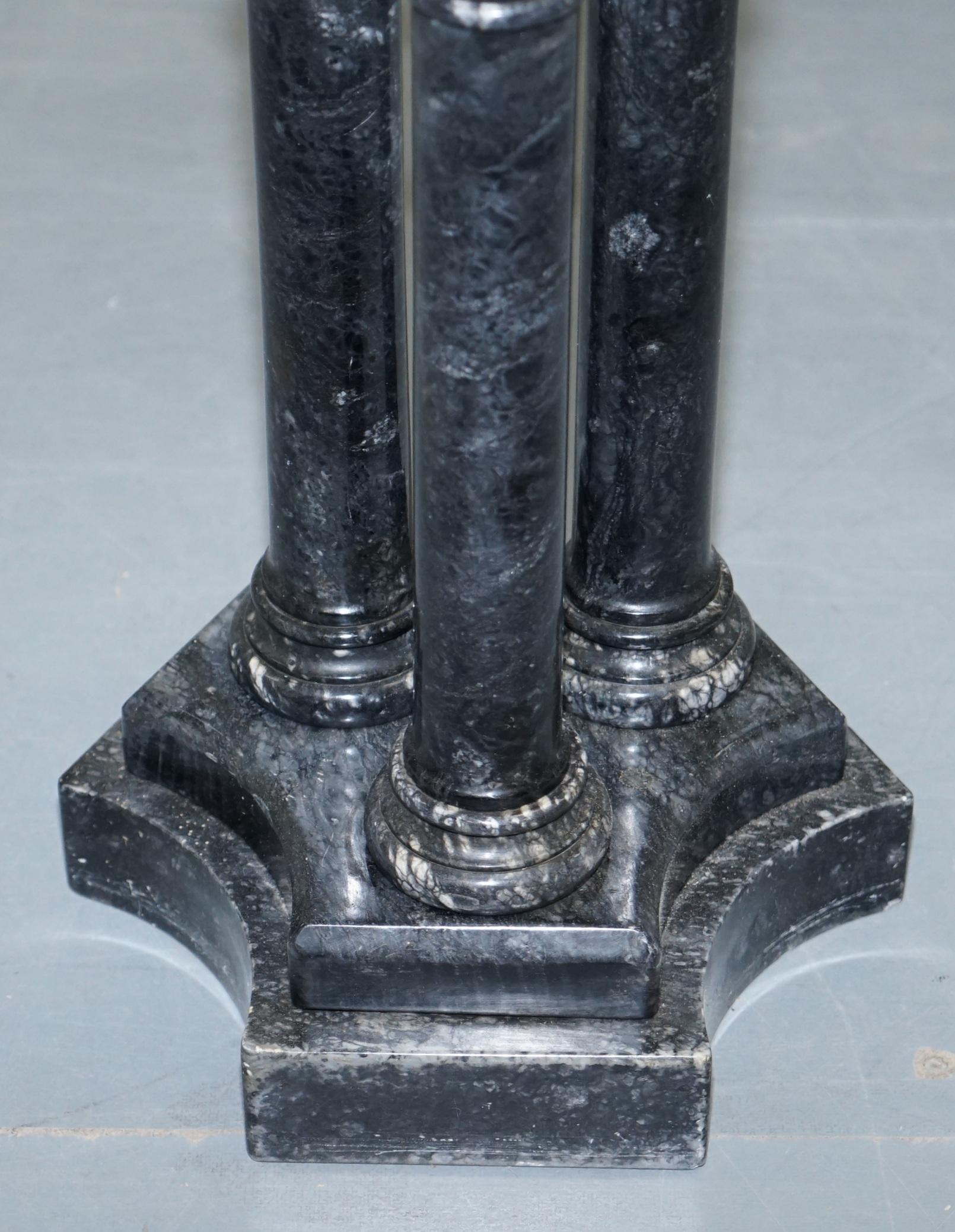 Lovely Unique Solid Marble Pedestal Column with Three Central Corinthian Pillars 6