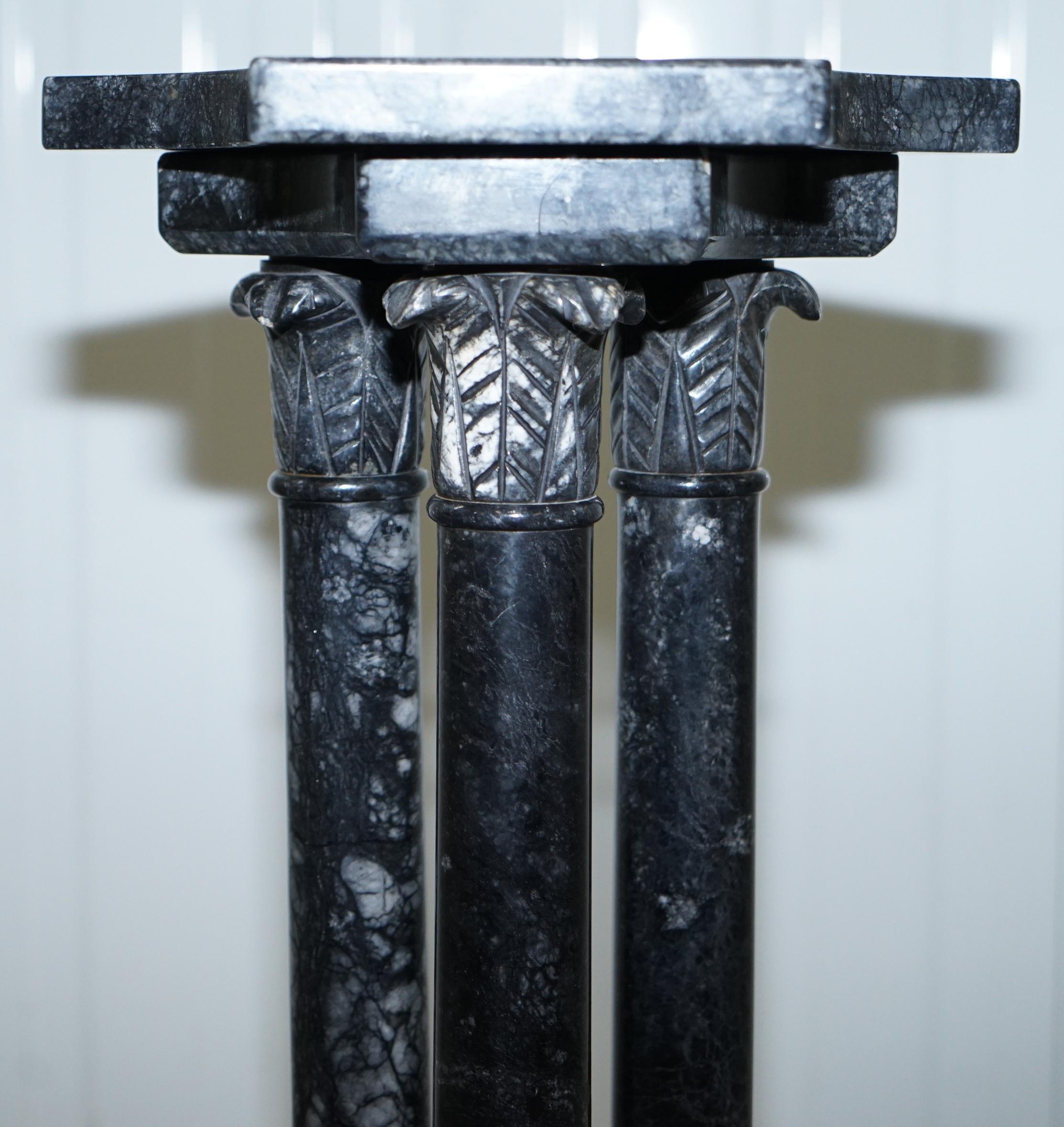 Lovely Unique Solid Marble Pedestal Column with Three Central Corinthian Pillars 7