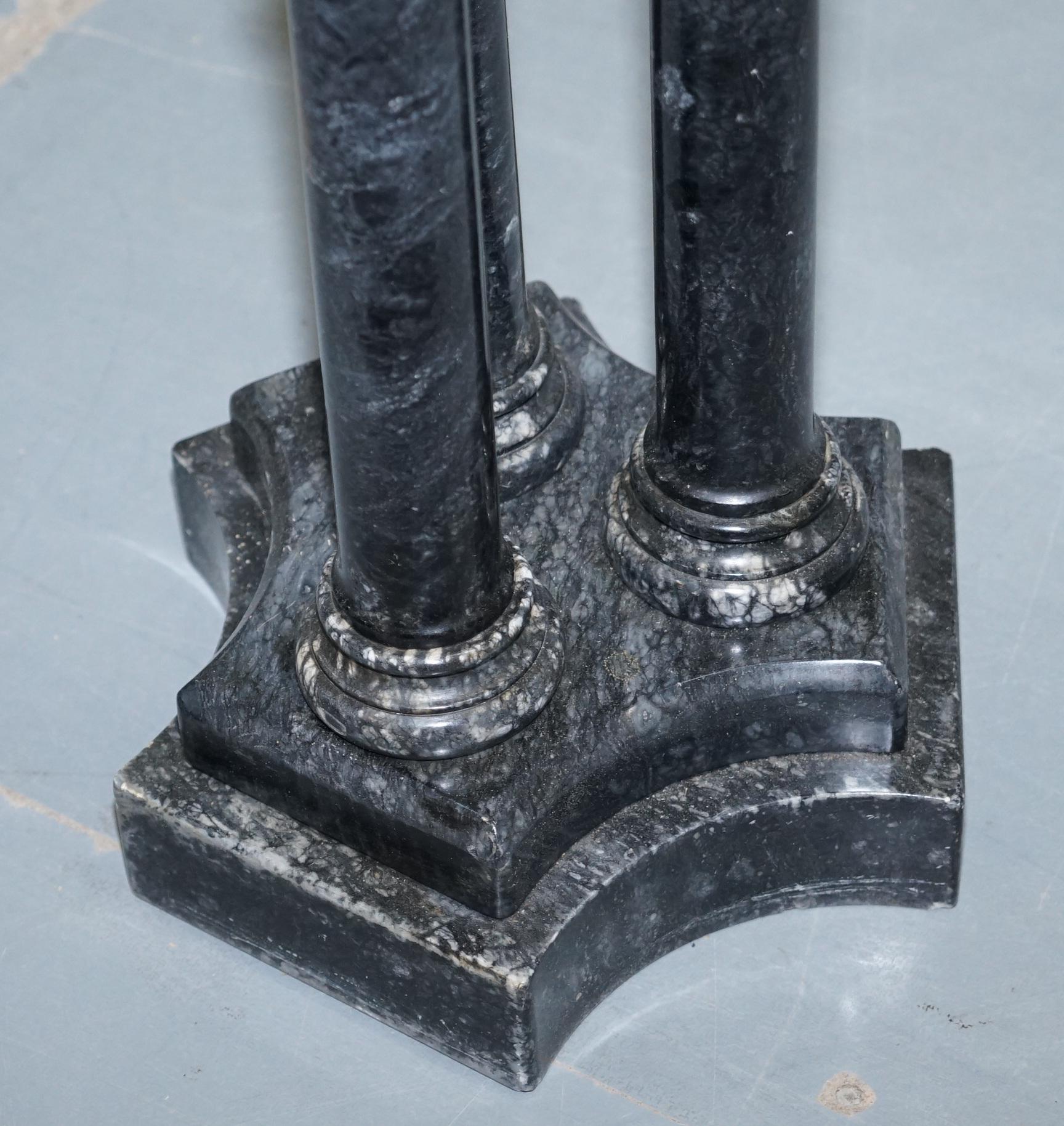 Lovely Unique Solid Marble Pedestal Column with Three Central Corinthian Pillars 8
