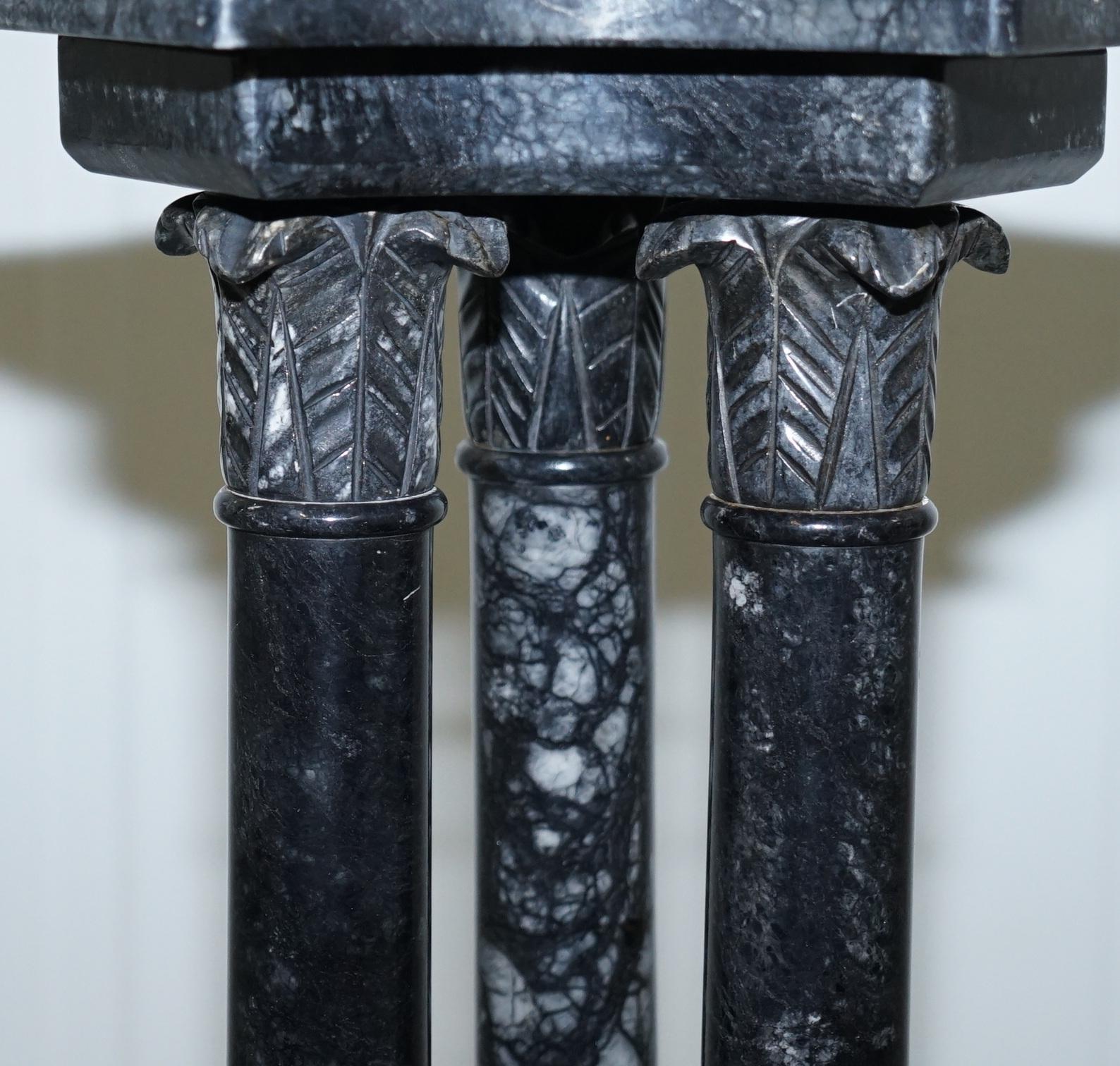 Hand-Crafted Lovely Unique Solid Marble Pedestal Column with Three Central Corinthian Pillars