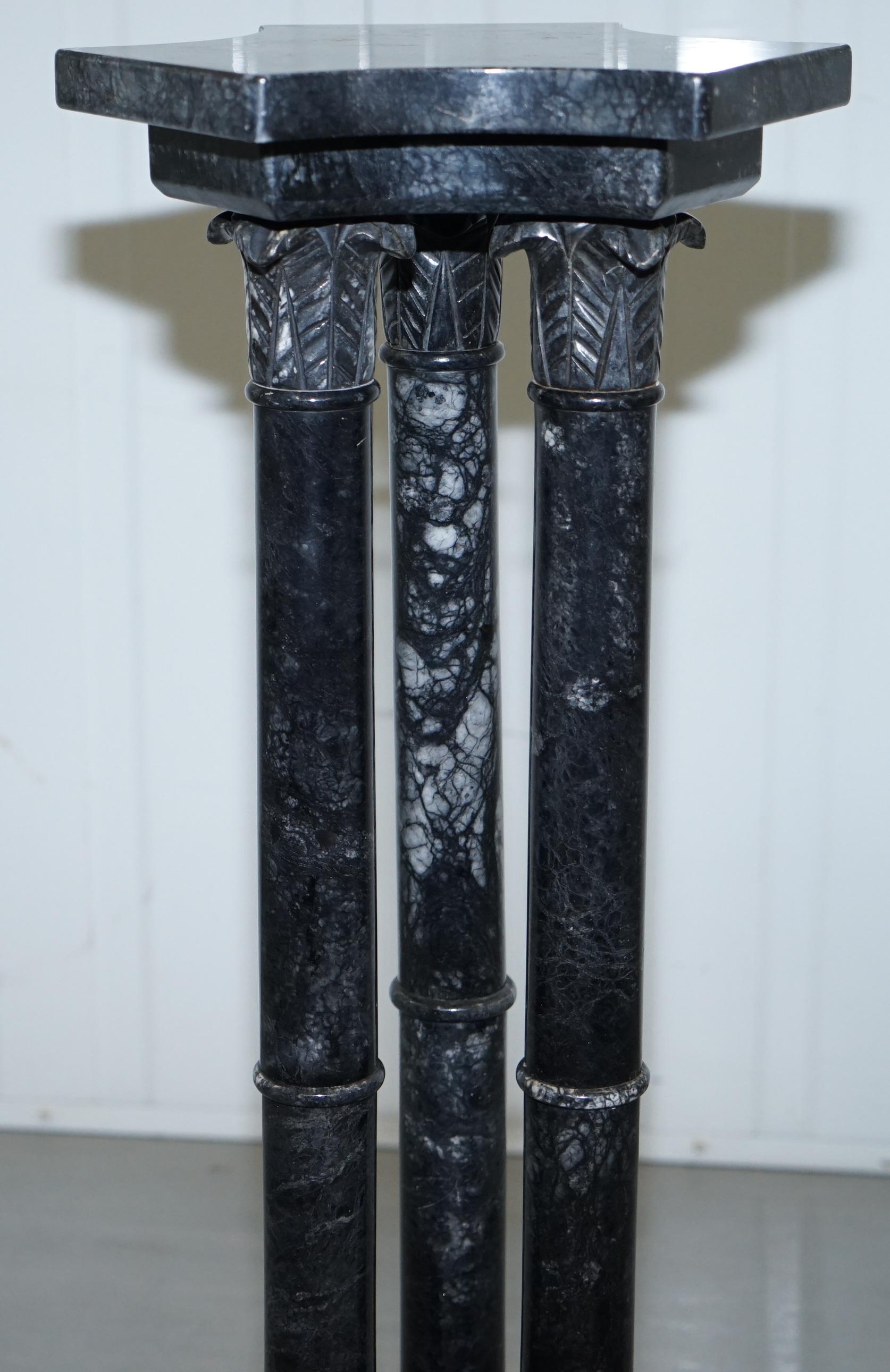 Contemporary Lovely Unique Solid Marble Pedestal Column with Three Central Corinthian Pillars