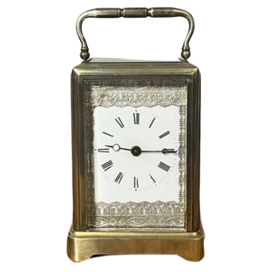 Lovely unusual antique Edwardian brass carriage clock
