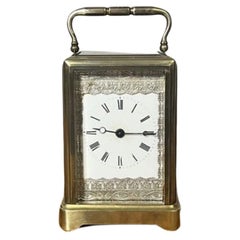 Lovely unusual antique Edwardian brass carriage clock 