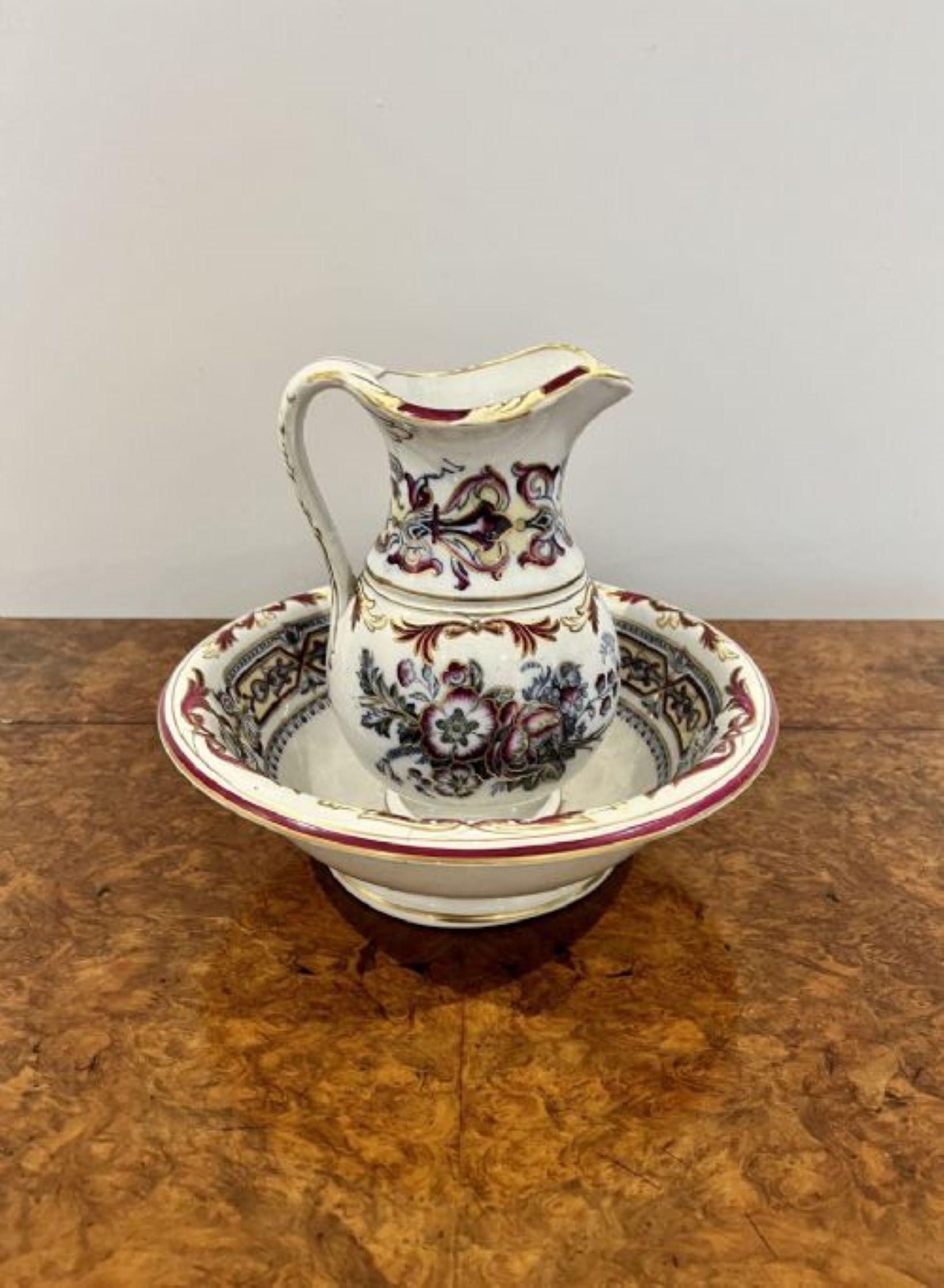 Lovely unusual antique Victorian miniature jug and bowl set  For Sale 2