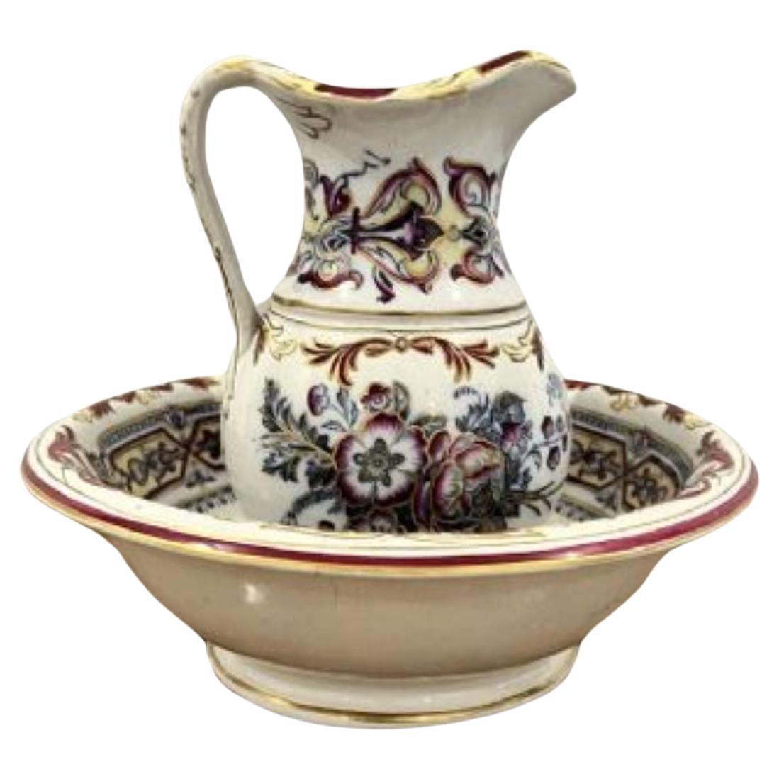 Lovely unusual antique Victorian miniature jug and bowl set  For Sale