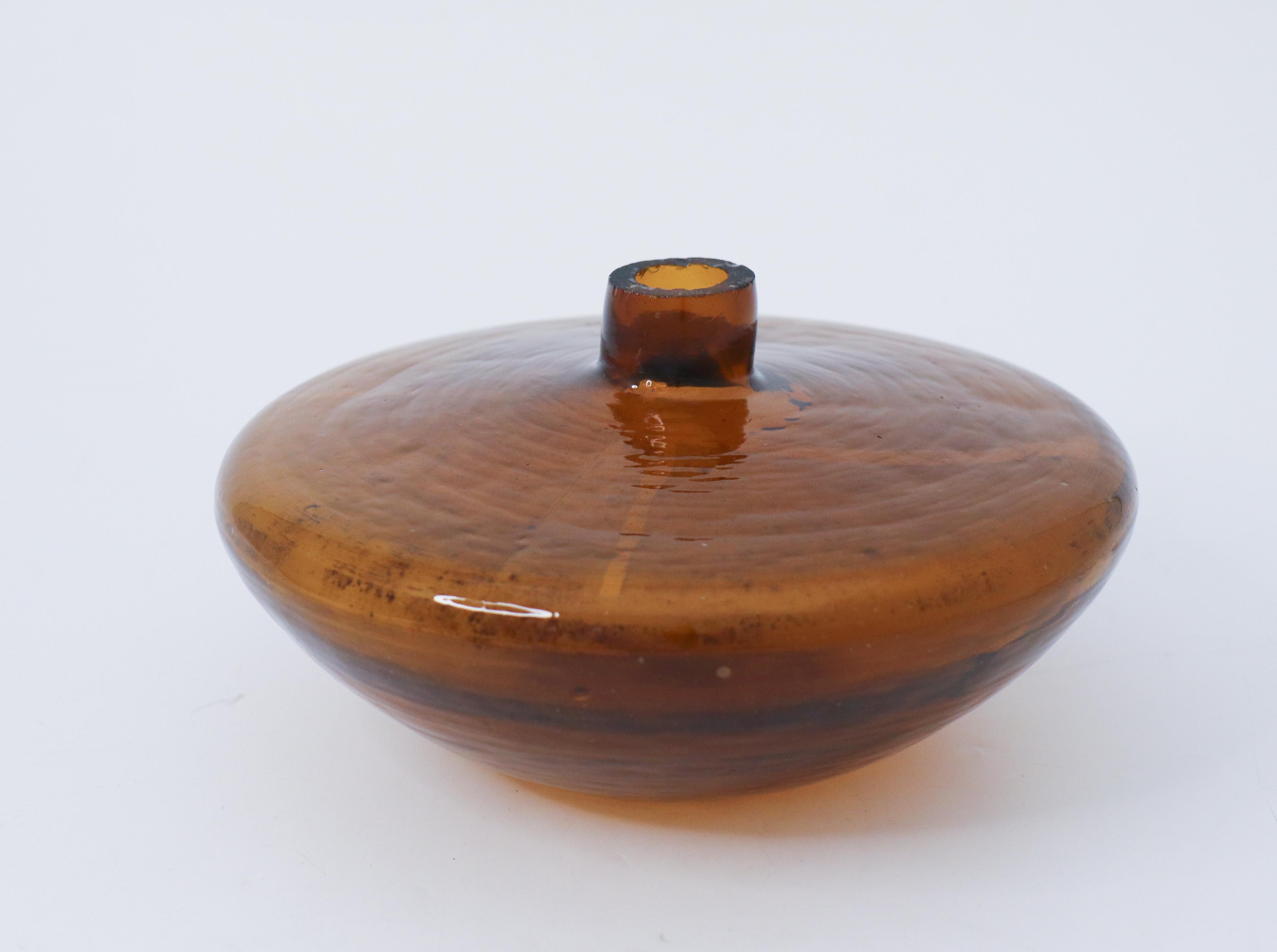 Scandinavian Modern Lovely Vase Amber-Glass For Sale