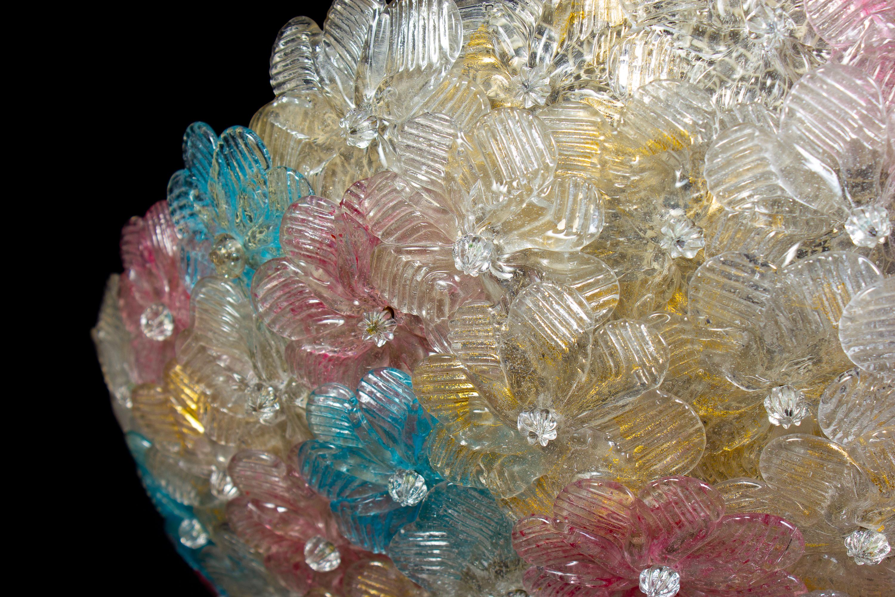 Lovely Venetian Ceiling Flowers Basket by Barovier & Toso, 1950s For Sale 1