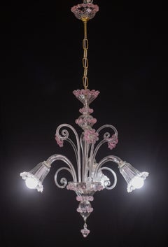 Lovely Venetian Chandelier, Pink Murano Glass, 1950s