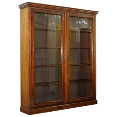 Lovely Very Large Victorian Golden Mahogany Library Bookcase Glass Door Cabinet