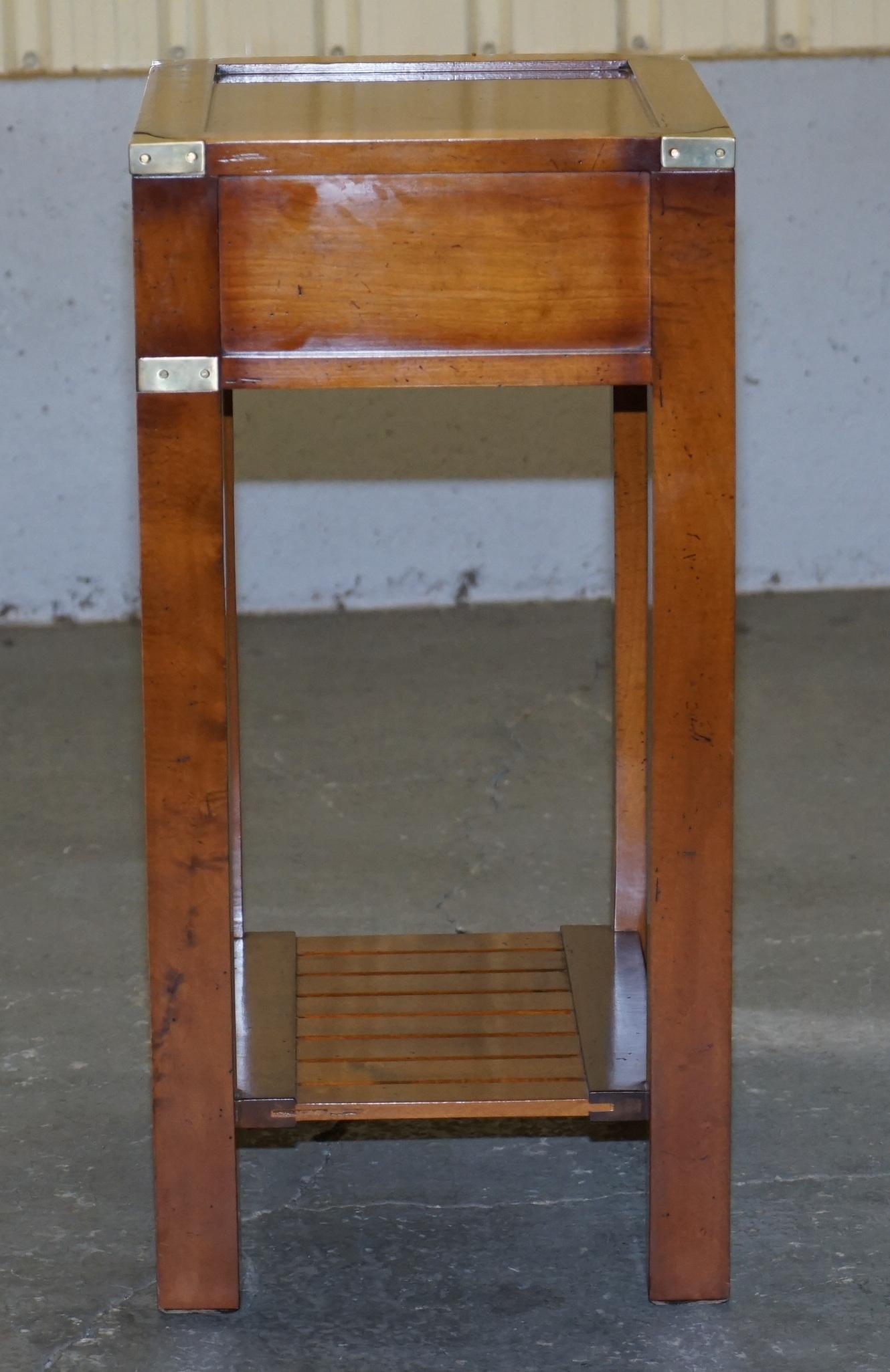 Lovely Very Tall Vintage Yew Wood Military Campaign Side End Lamp Wine Table 6