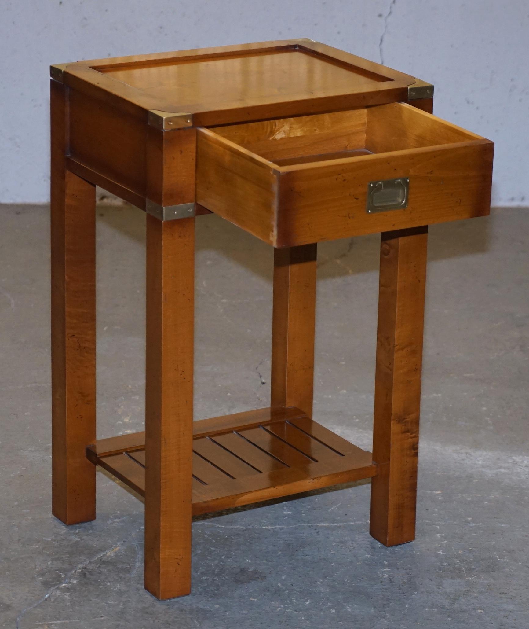 Lovely Very Tall Vintage Yew Wood Military Campaign Side End Lamp Wine Table 8