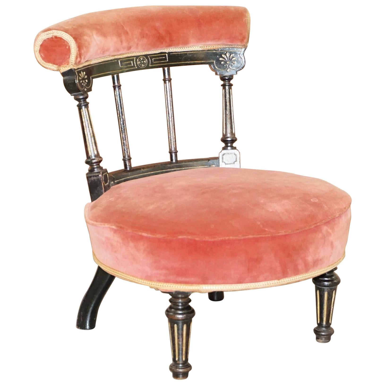 Lovely Victorian Aesthetic Movement Ebonixed Chair Occasional Armchair