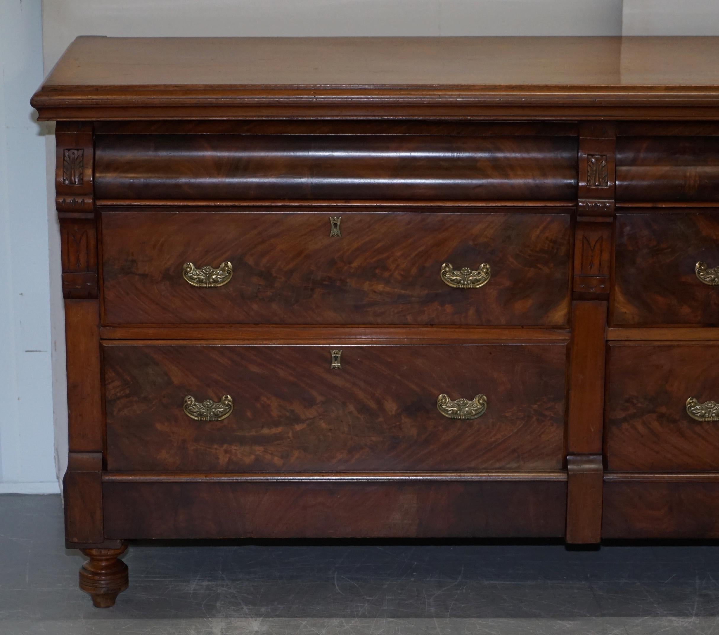 High Victorian Lovely Victorian Burr & Quarter Cut Walnut Six Drawer Sideboard Chest of Drawers