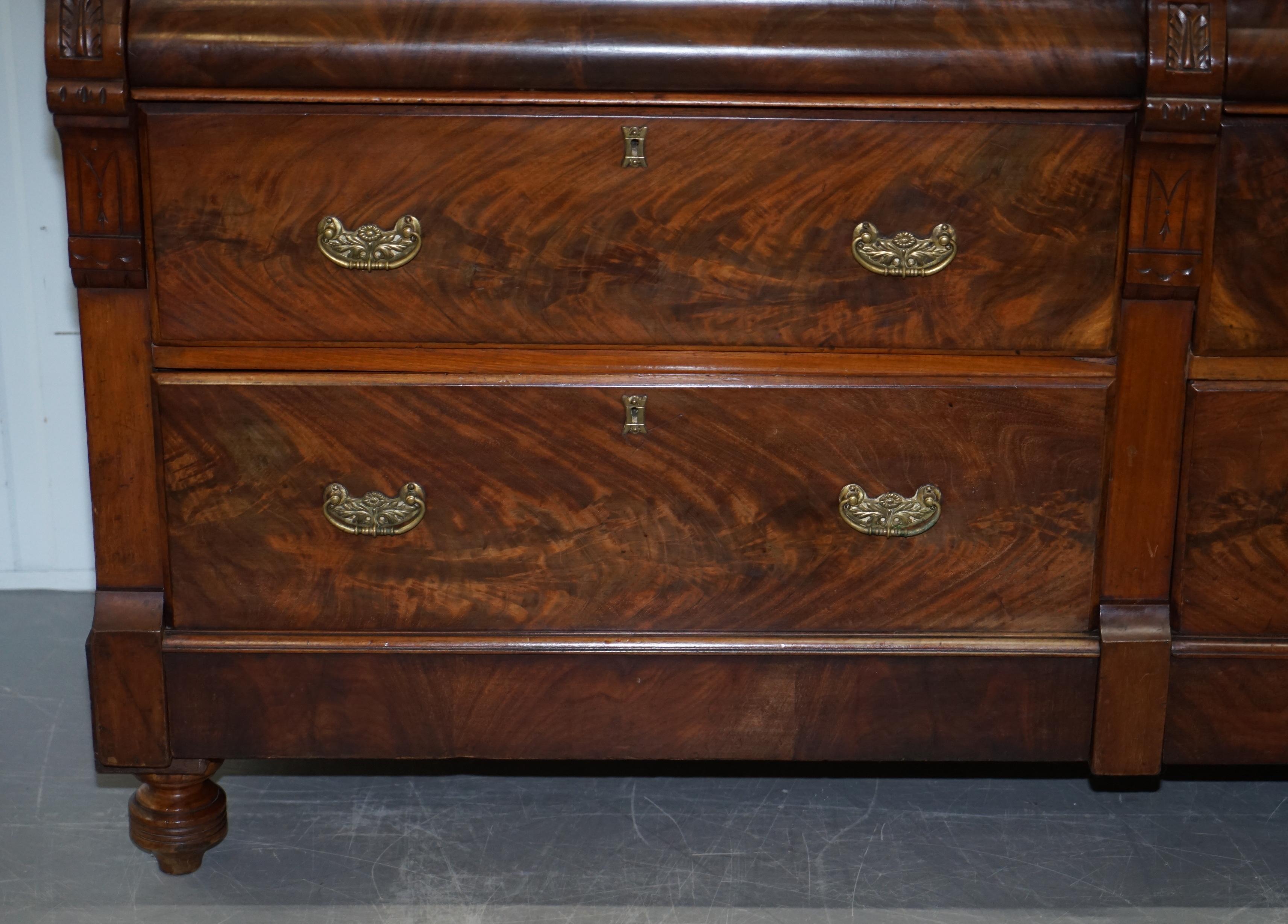 Hand-Crafted Lovely Victorian Burr & Quarter Cut Walnut Six Drawer Sideboard Chest of Drawers