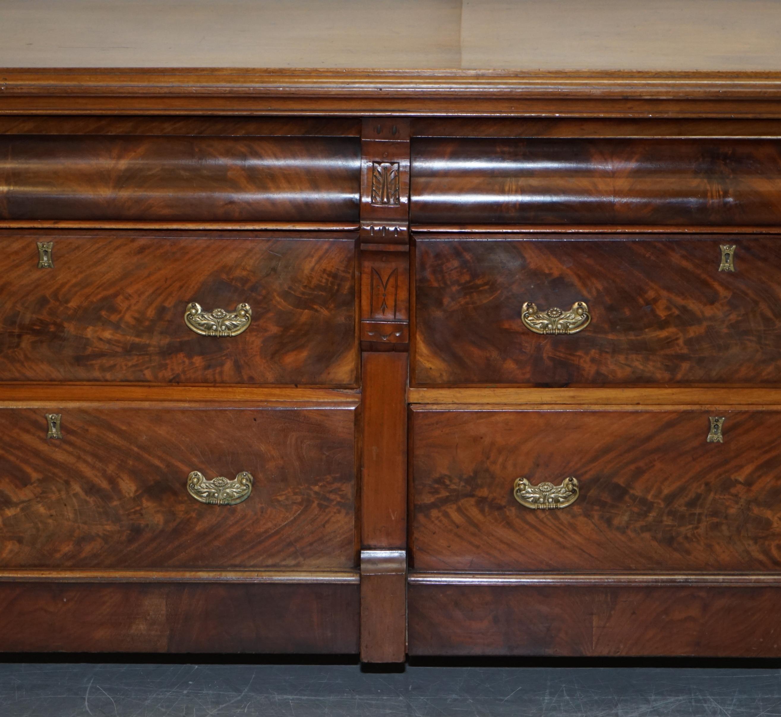 Lovely Victorian Burr & Quarter Cut Walnut Six Drawer Sideboard Chest of Drawers 3