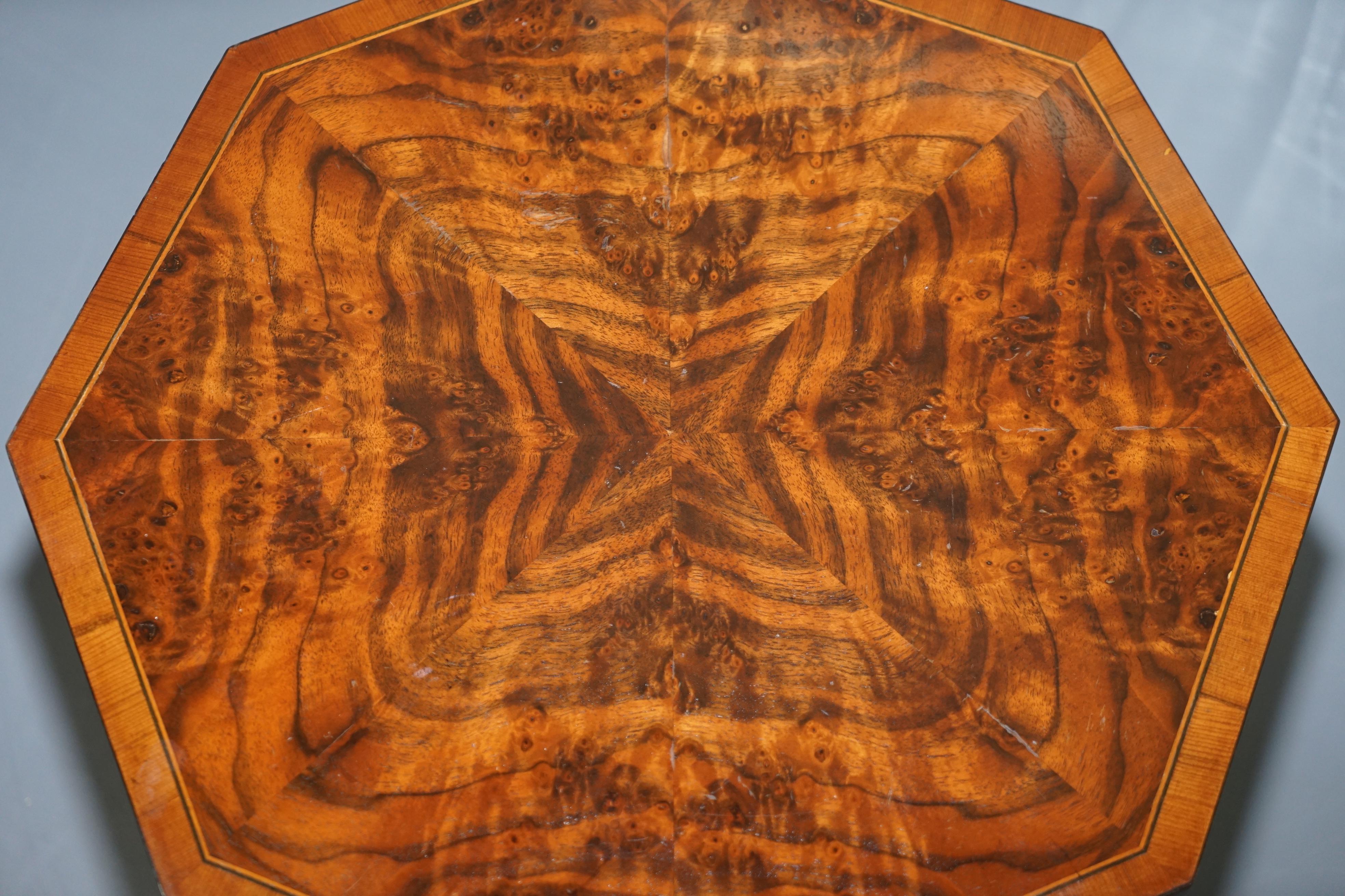 19th Century Lovely Victorian Burr Walnut Octagonal Side Table on Four Out Swept Down Legs
