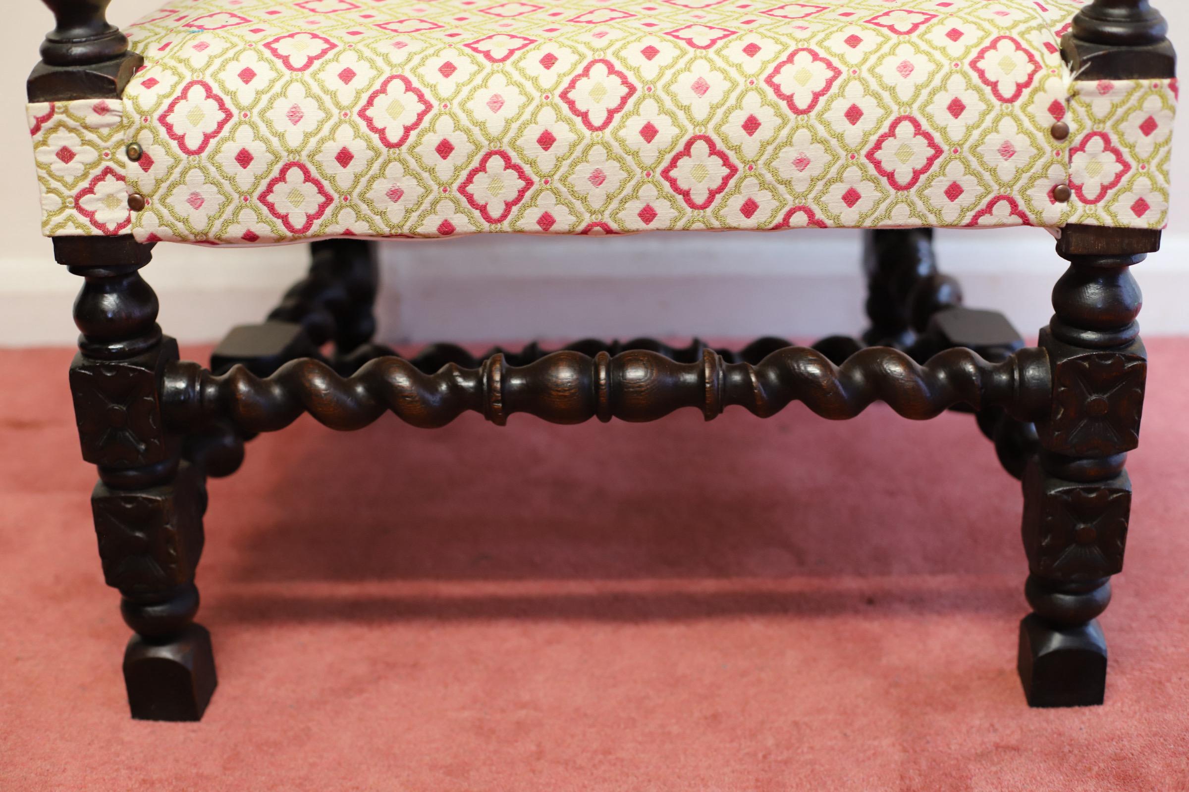 Lovely Victorian English Carved Oak Armchair For Sale 2