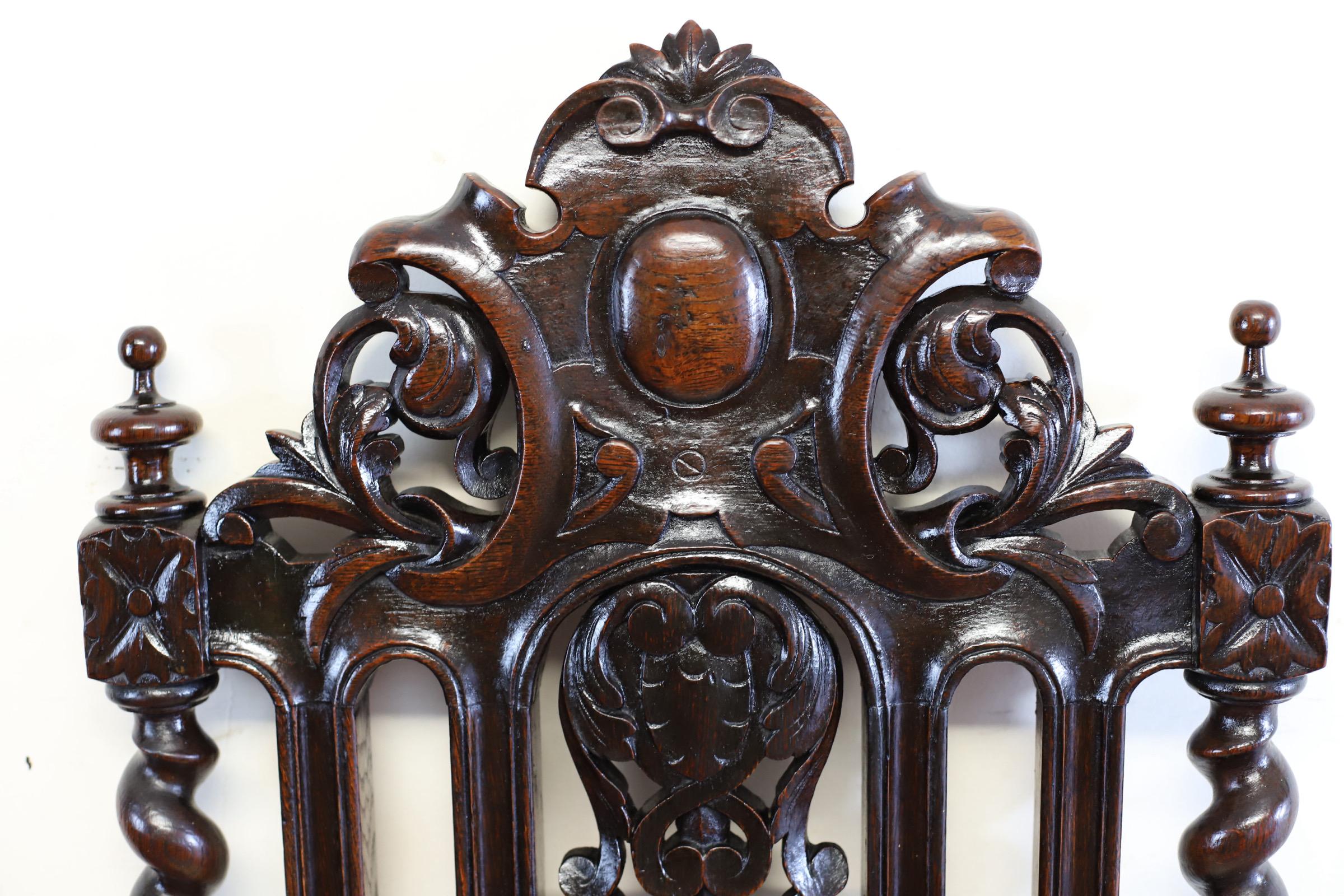 Lovely Victorian English Carved Oak Armchair For Sale 10
