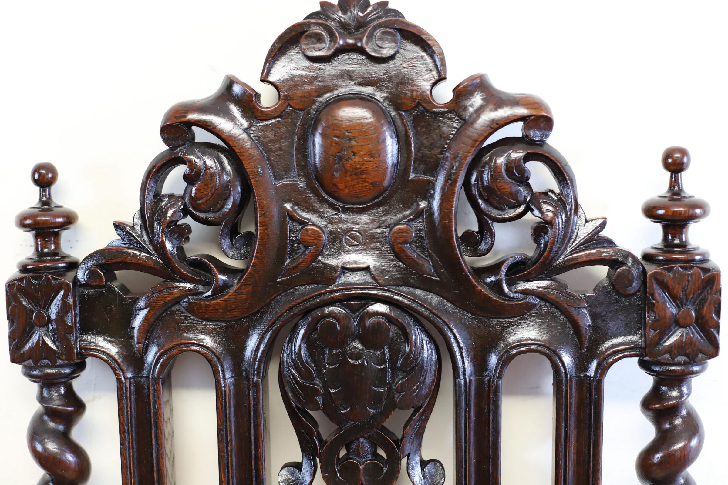 Lovely Victorian English Carved Oak Armchair For Sale 11