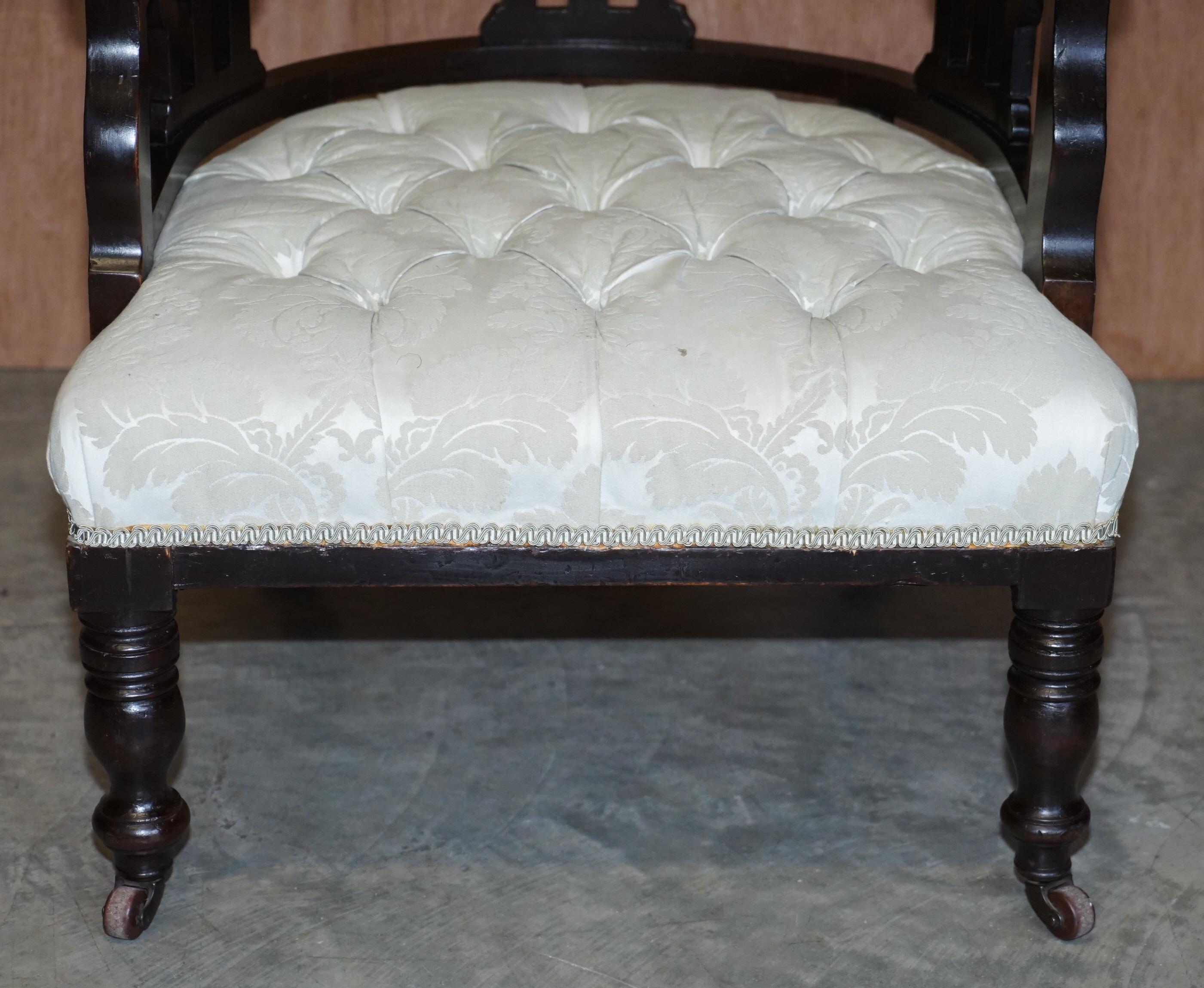 Lovely Victorian Fabric Upholstered Chesterfield Occasional Captains Armchair 5