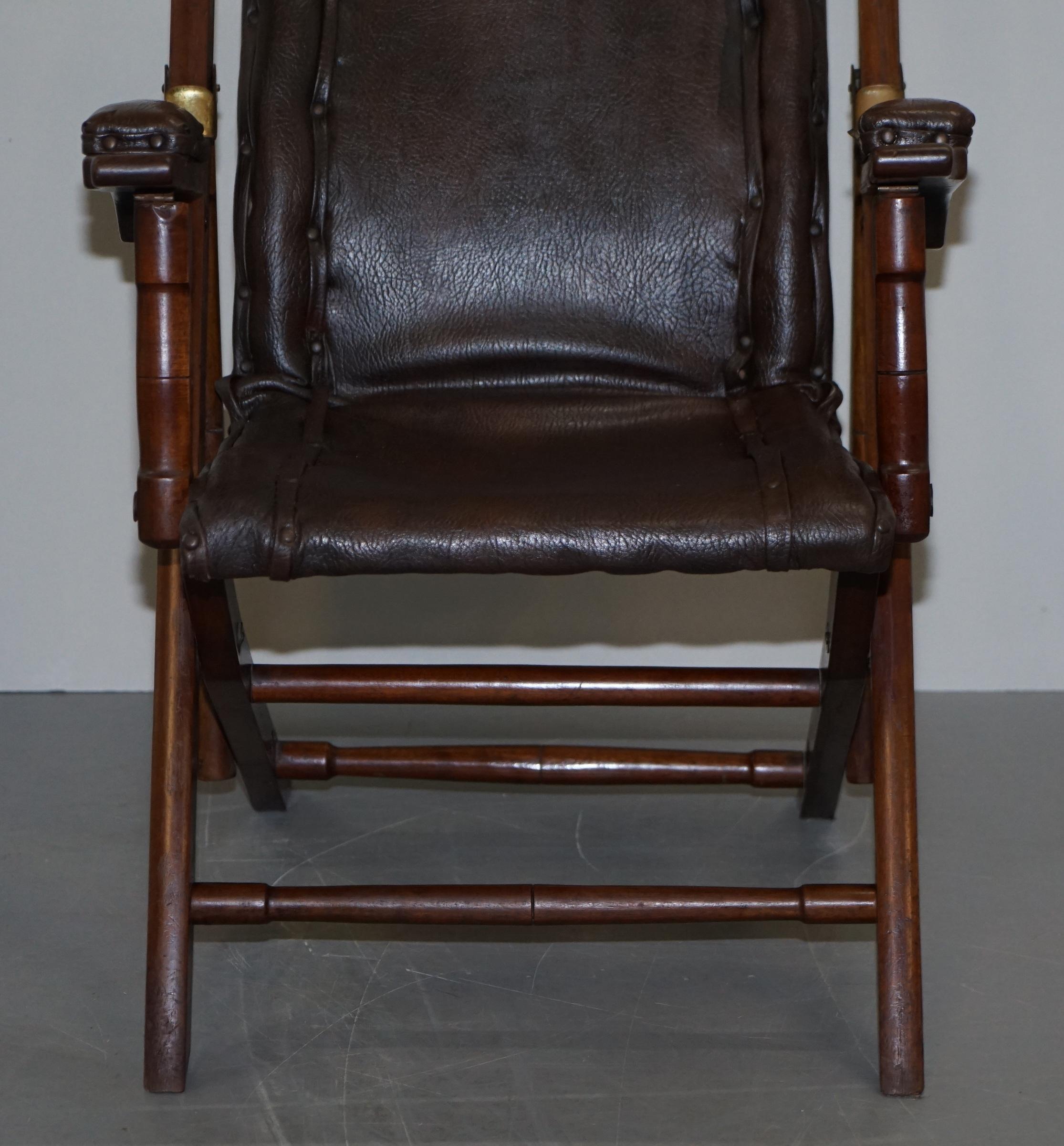 Late 19th Century Lovely Victorian Folding Campaign Steamer Deck Chair Multiple Seating Positions
