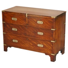 Antique Lovely Victorian Hand Made in England Antqiue Military Campaign Chest of Drawers