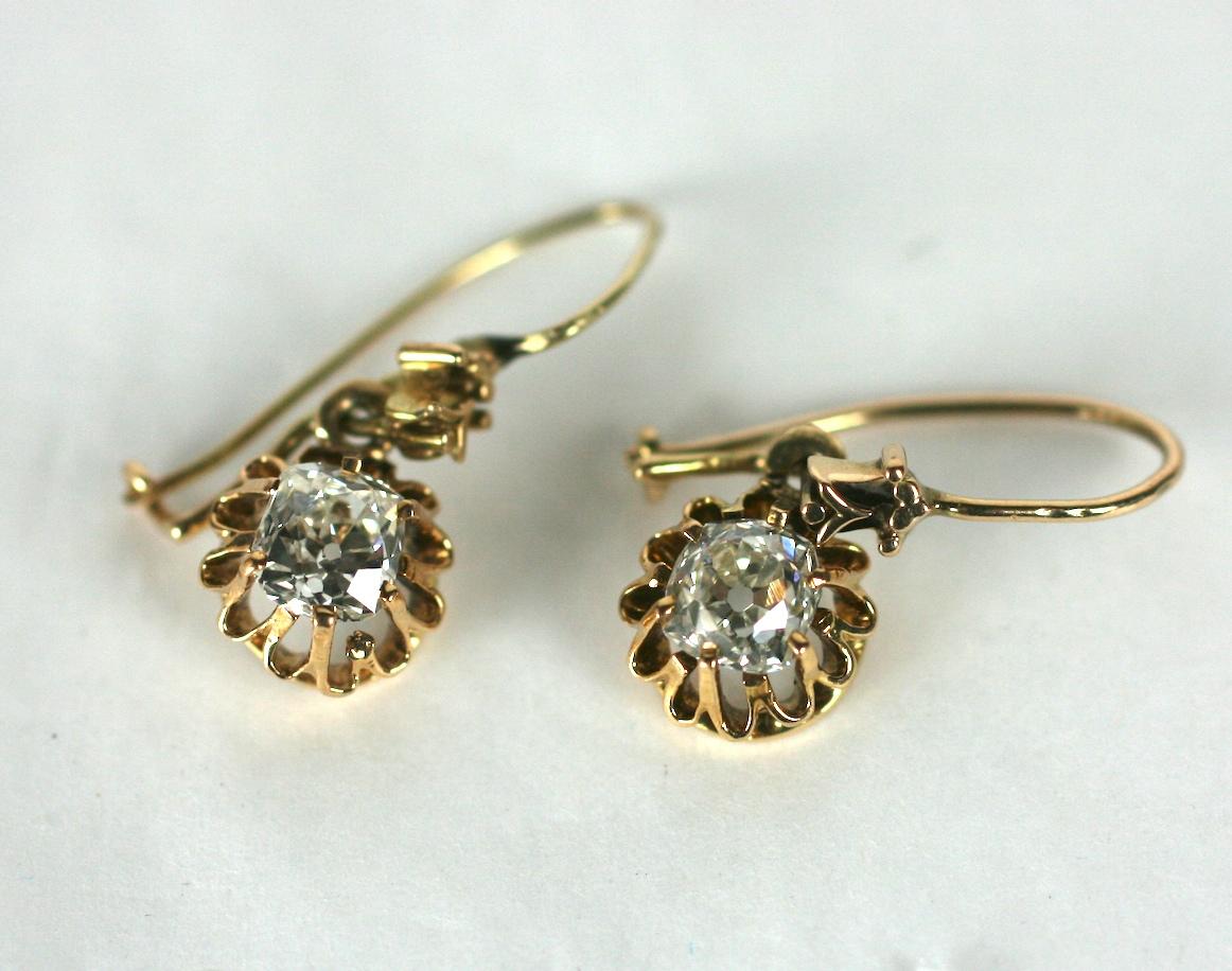 Lovely Victorian Mine Diamond Earrings In Excellent Condition For Sale In New York, NY