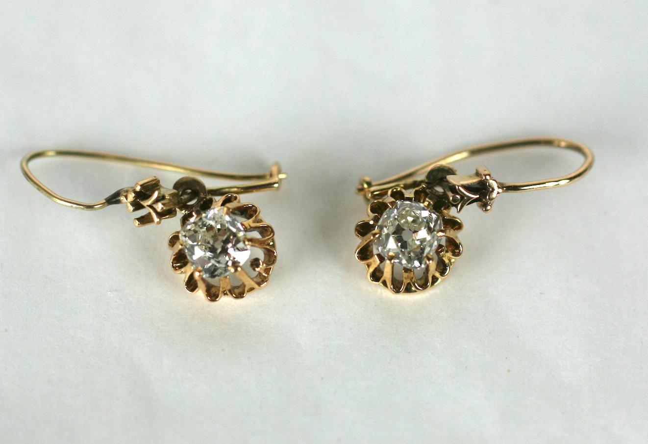 Women's or Men's Lovely Victorian Mine Diamond Earrings For Sale