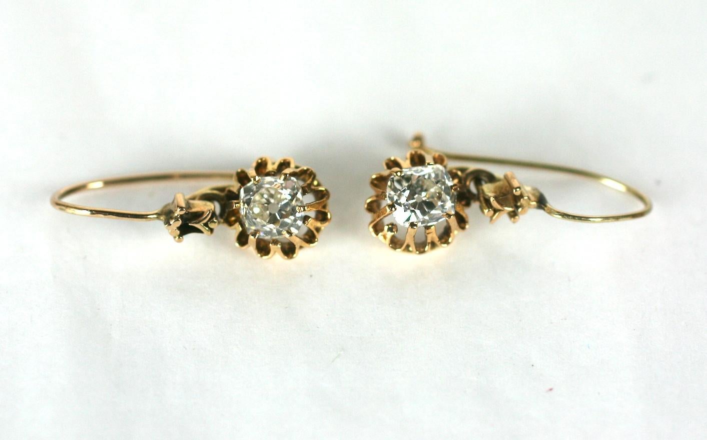 Lovely Victorian Mine Diamond Earrings For Sale 1