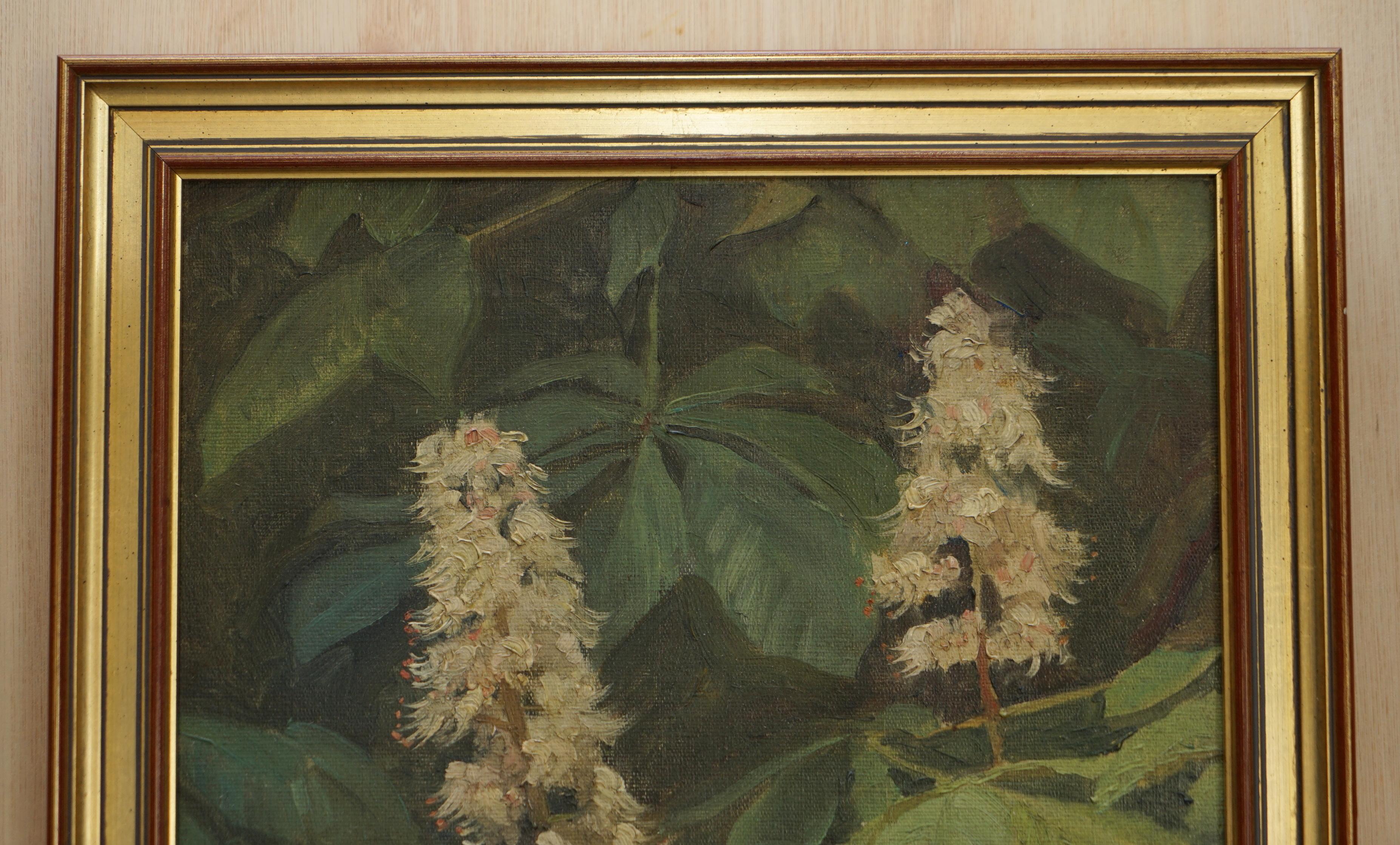 We are delighted to offer for sale this lovely hand made in England circa 1880-1900 oil painting of flowers in shrubbery signed E.Drvee 

A very good looking and decorative oil painting, this is a good medium size and really offers a window into