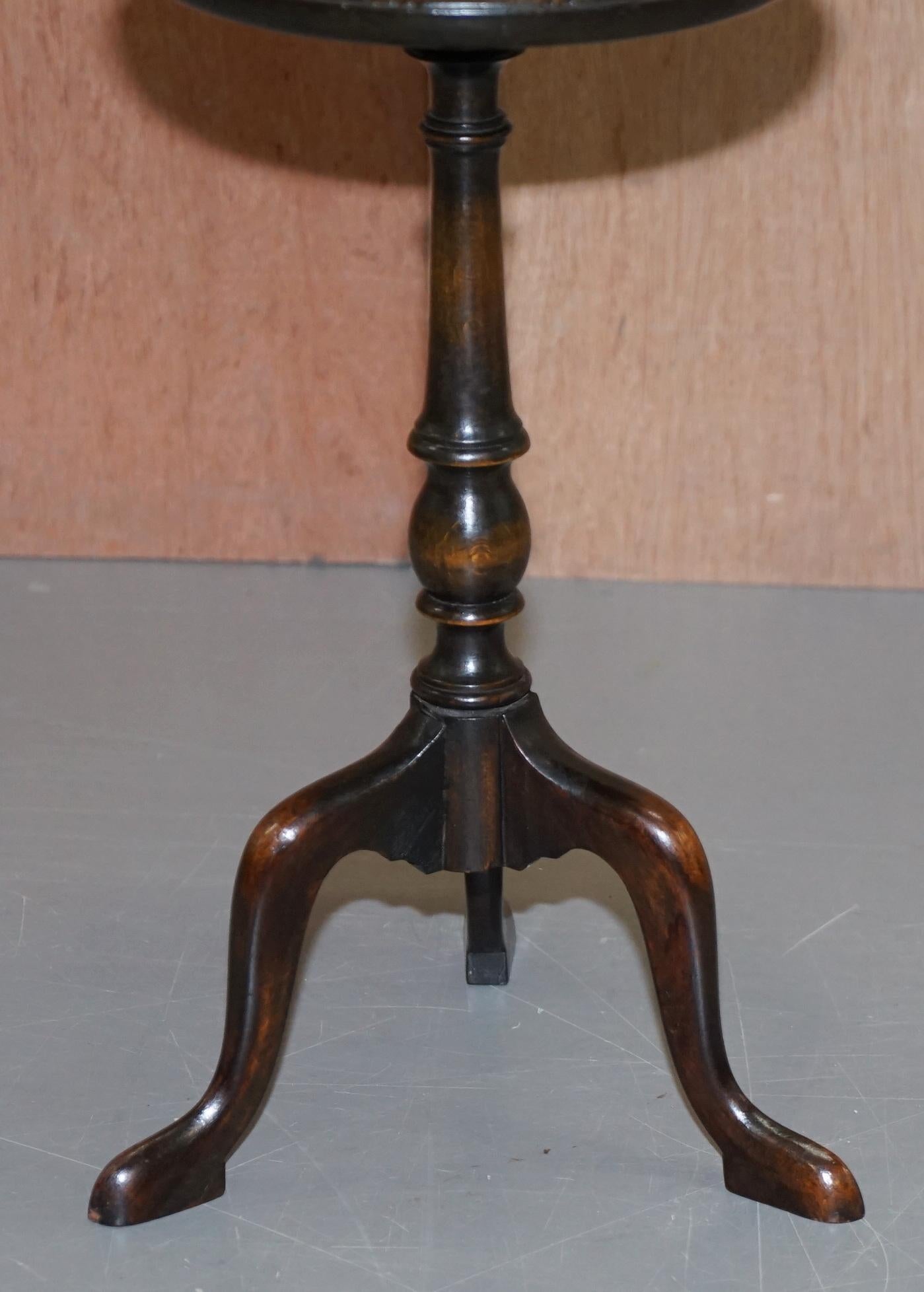 Lovely Victorian Scottish Hardwood Tripod Lamp Side End Wine Table Nice Top 2